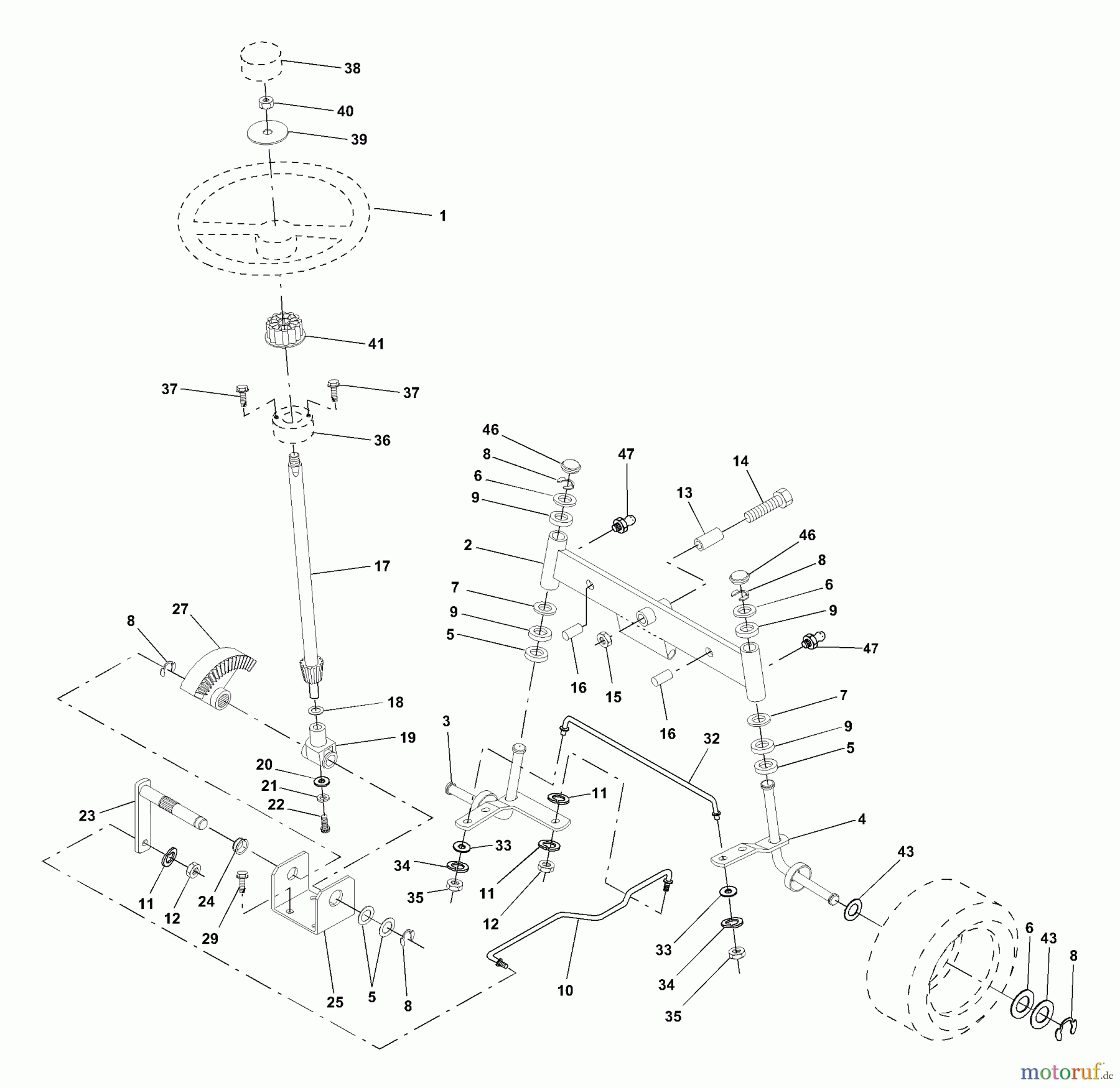 Husqvarna Rasen und Garten Traktoren LTH 140 (954001192A) - Husqvarna Lawn Tractor (1995-01 & After) Steering Assembly