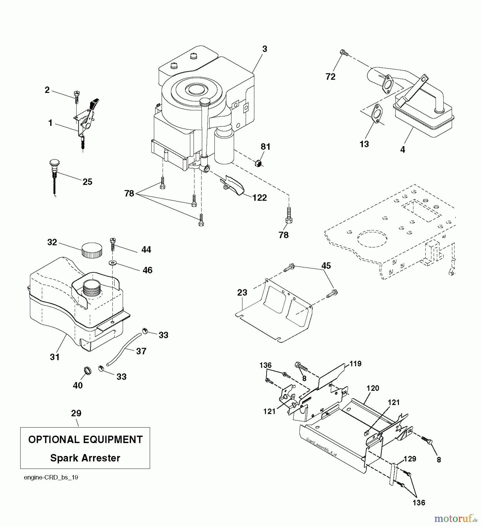 Husqvarna Rasen und Garten Traktoren LT 141 (96011029403) - Husqvarna Lawn Tractor (2012-08 & After) ENGINE