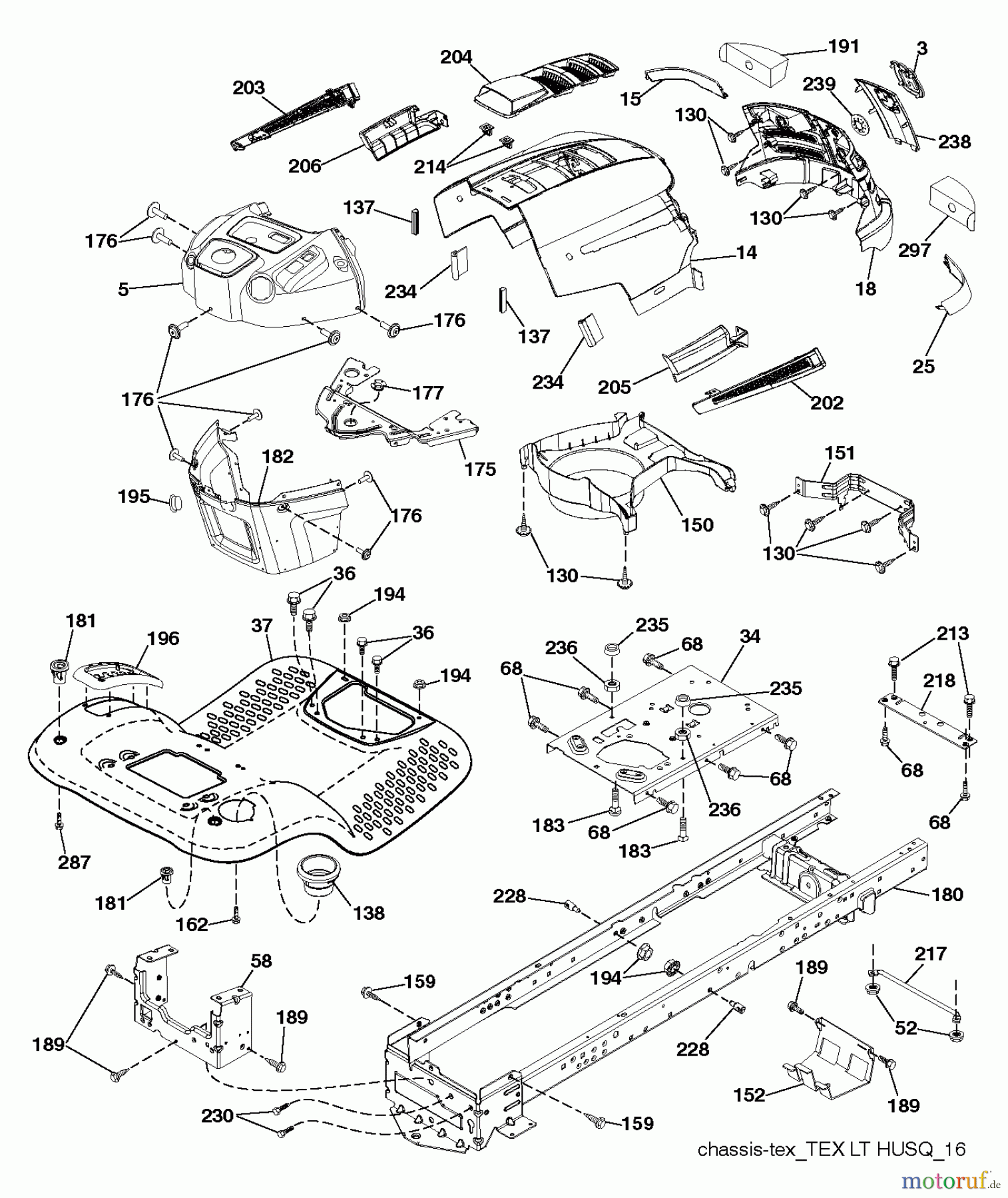 Husqvarna Rasen und Garten Traktoren LTH 1438 (96043005800) - Husqvarna Lawn Tractor (2011-06 & After) CHASSIS ENCLOSURES