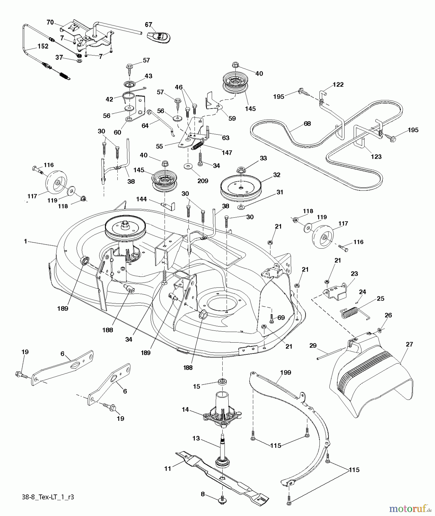 Husqvarna Rasen und Garten Traktoren LTH 1438 (96043005800) - Husqvarna Lawn Tractor (2011-06 & After) MOWER DECK / CUTTING DECK
