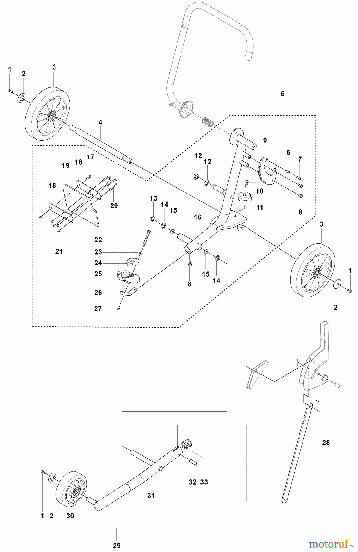 Husqvarna Zubehör, Sägen KV 750 - Husqvarna Trolley Cart (2007-06 to 2008-03) Wheel Assy and Frame