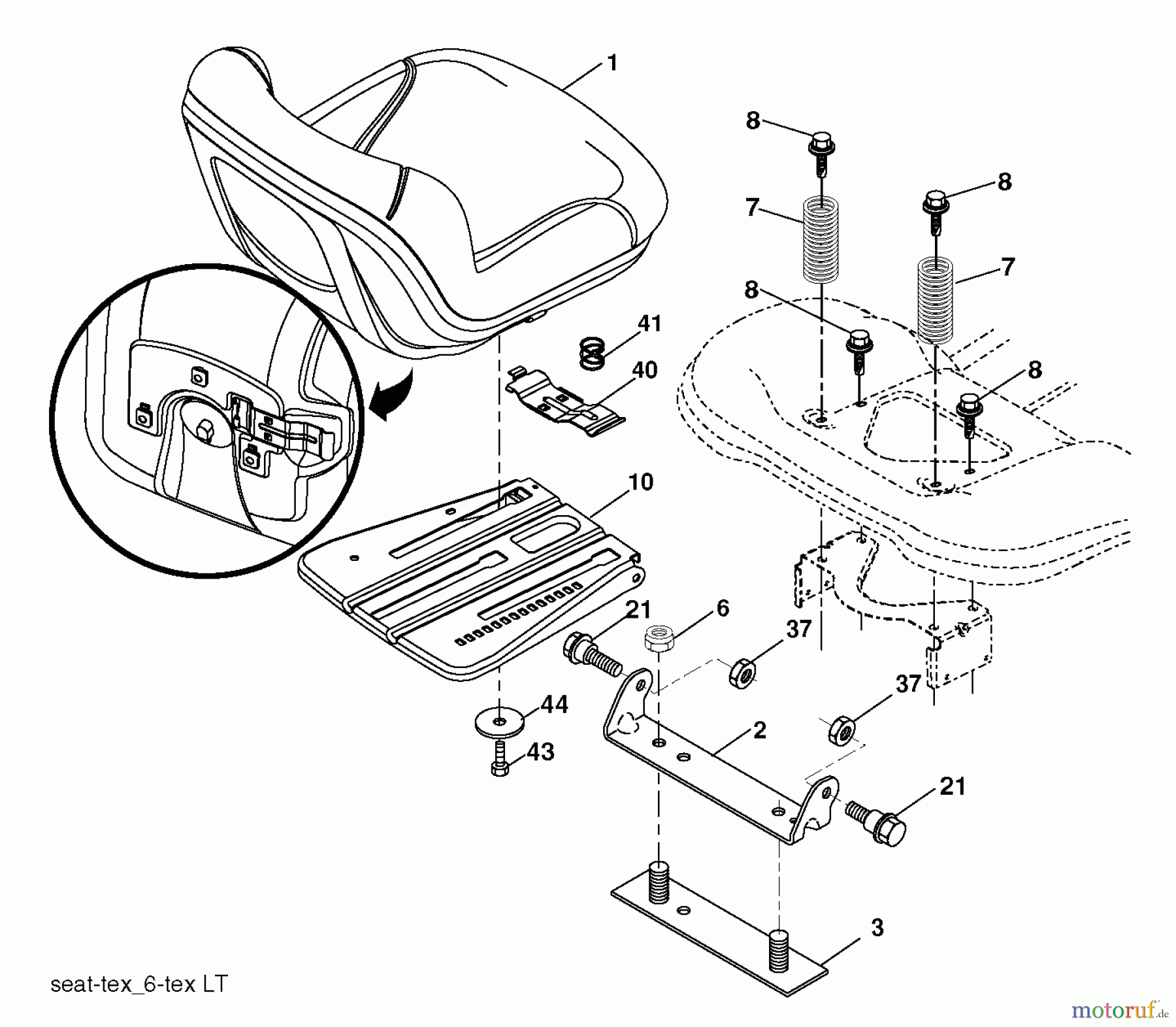 Husqvarna Rasen und Garten Traktoren LTH 1438 (96043005800) - Husqvarna Lawn Tractor (2011-06 & After) SEAT