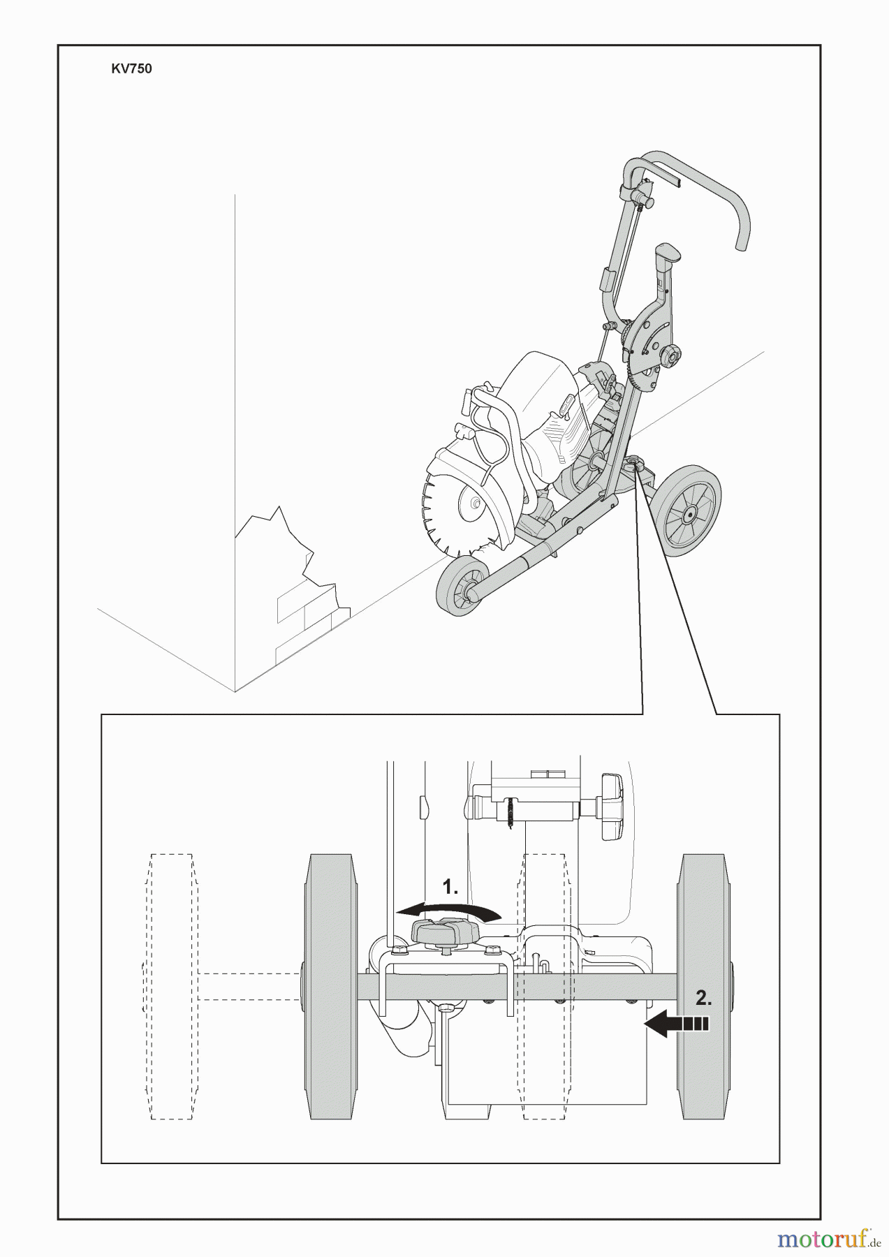 Husqvarna Zubehör, Sägen KV 750 - Husqvarna Trolley Cart (2008-04 & After) Adjustments