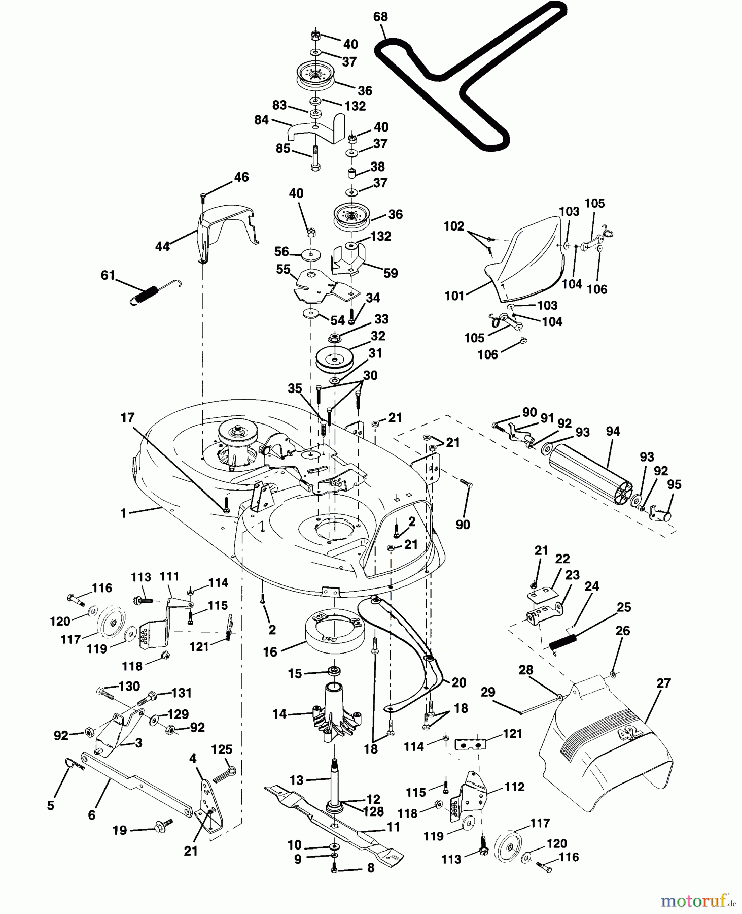 Husqvarna Rasen und Garten Traktoren LTH 145 (954140006A) - Husqvarna Lawn Tractor (1997-12 & After) Mower Deck