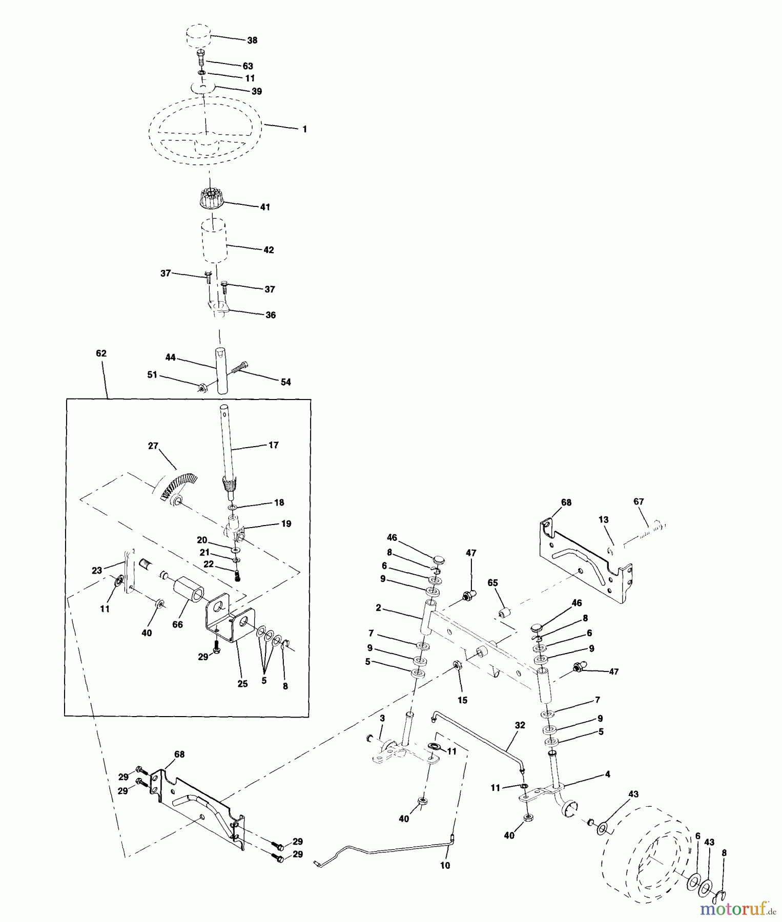 Husqvarna Rasen und Garten Traktoren LTH 145 (954140006A) - Husqvarna Lawn Tractor (1997-12 & After) Steering Assembly