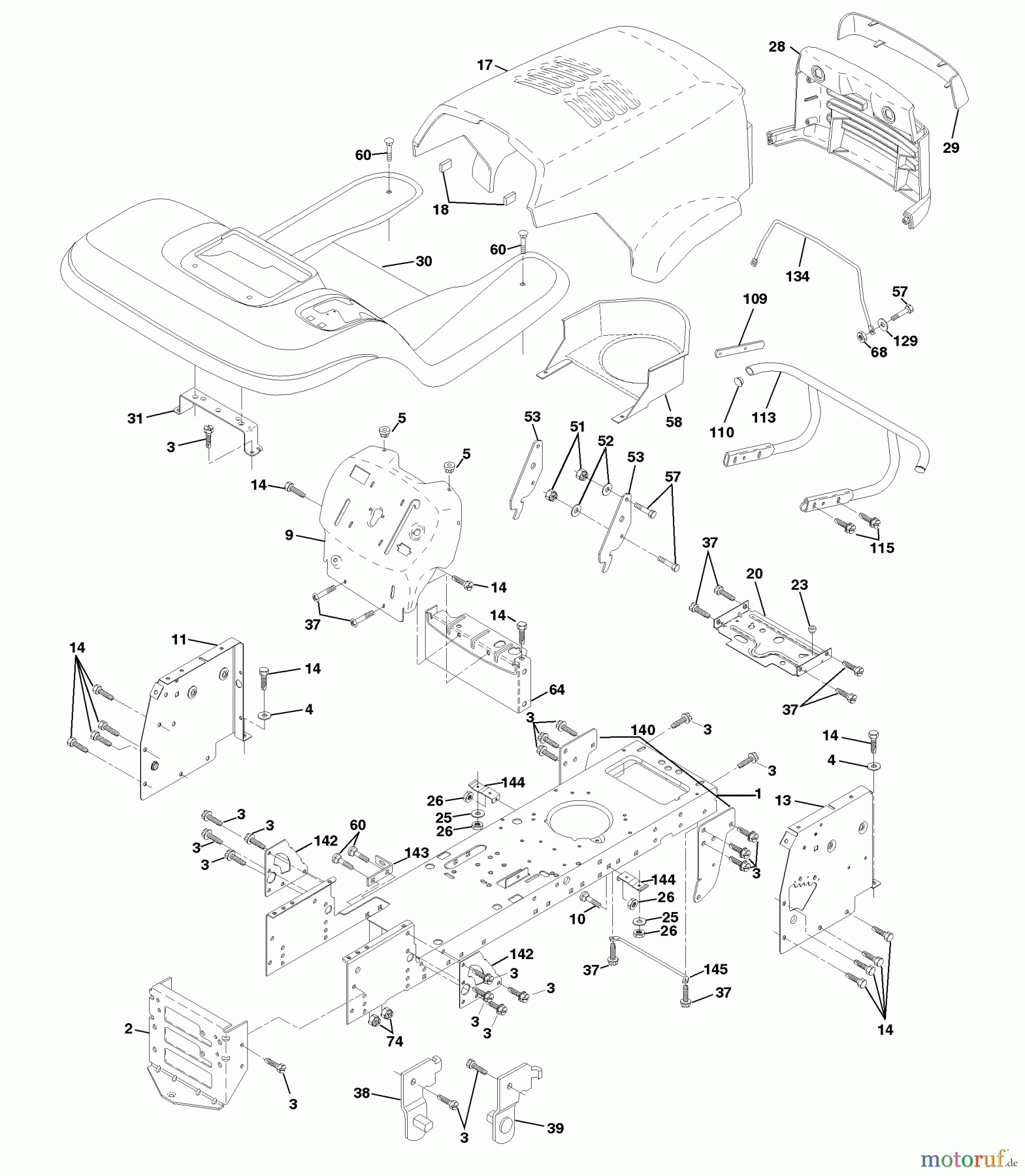 Husqvarna Rasen und Garten Traktoren LTH 145 (954140006D) - Husqvarna Lawn Tractor (1998-07 & After) Chassis And Enclosures