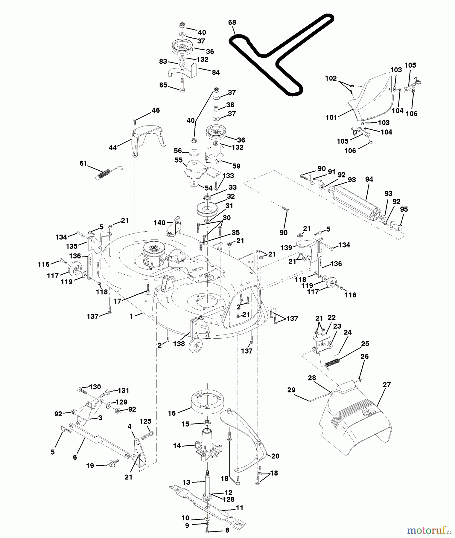 Husqvarna Rasen und Garten Traktoren LTH 145 (954140006D) - Husqvarna Lawn Tractor (1998-07 & After) Mower Deck