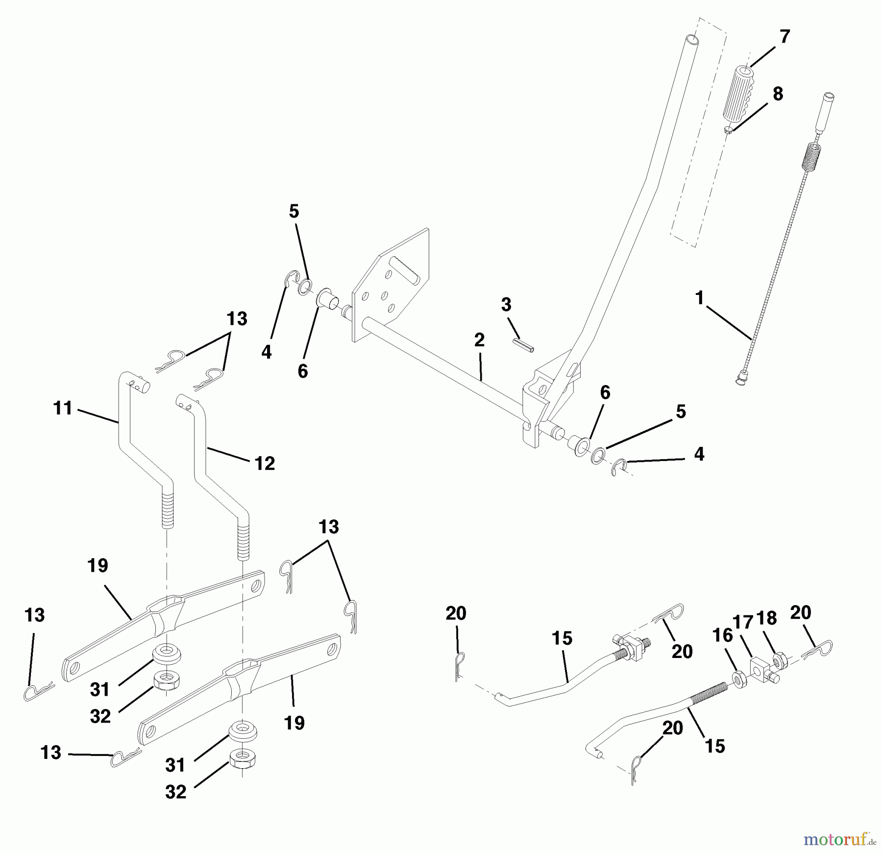 Husqvarna Rasen und Garten Traktoren LTH 145 (954140006D) - Husqvarna Lawn Tractor (1998-07 & After) Mower Lift