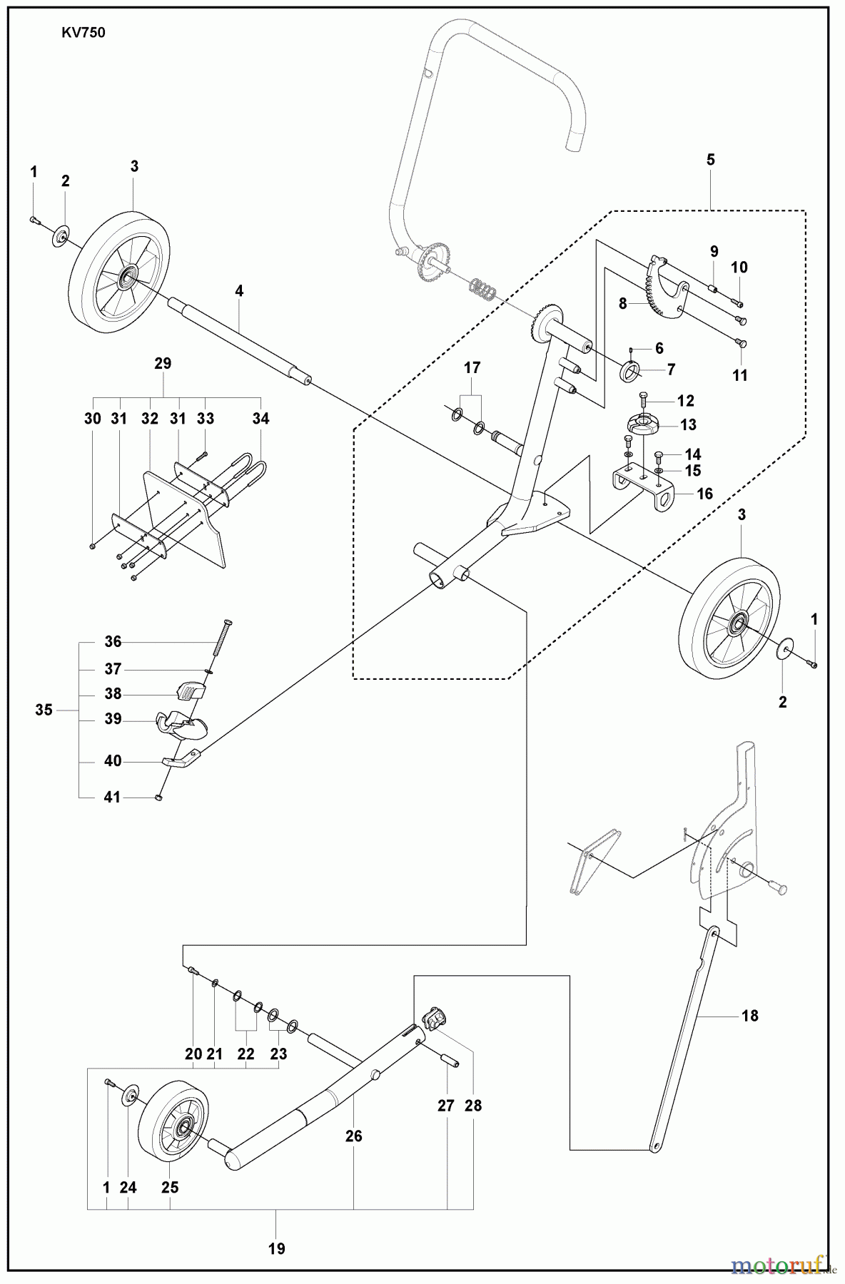 Husqvarna Zubehör, Sägen KV 750 - Husqvarna Trolley Cart (2008-04 & After) Frame And Wheel And Frame Tube