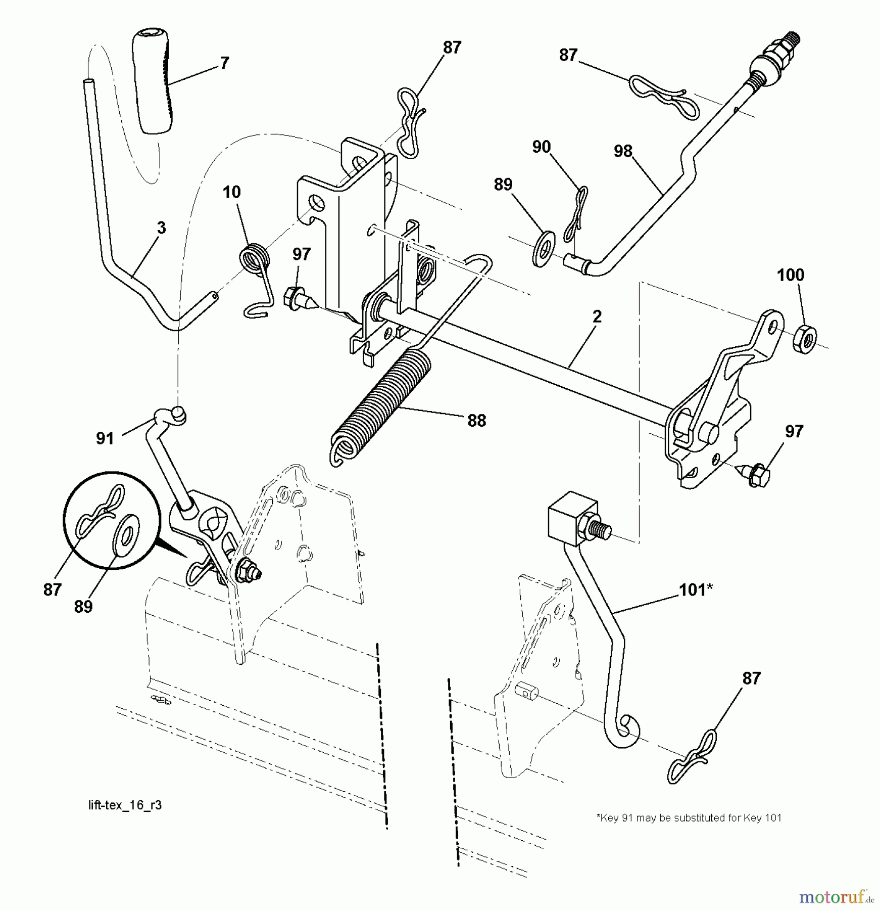 Husqvarna Rasen und Garten Traktoren LTH 152 (96041003007) - Husqvarna Lawn Tractor (2010-11 & After) MOWER LIFT / DECK LIFT