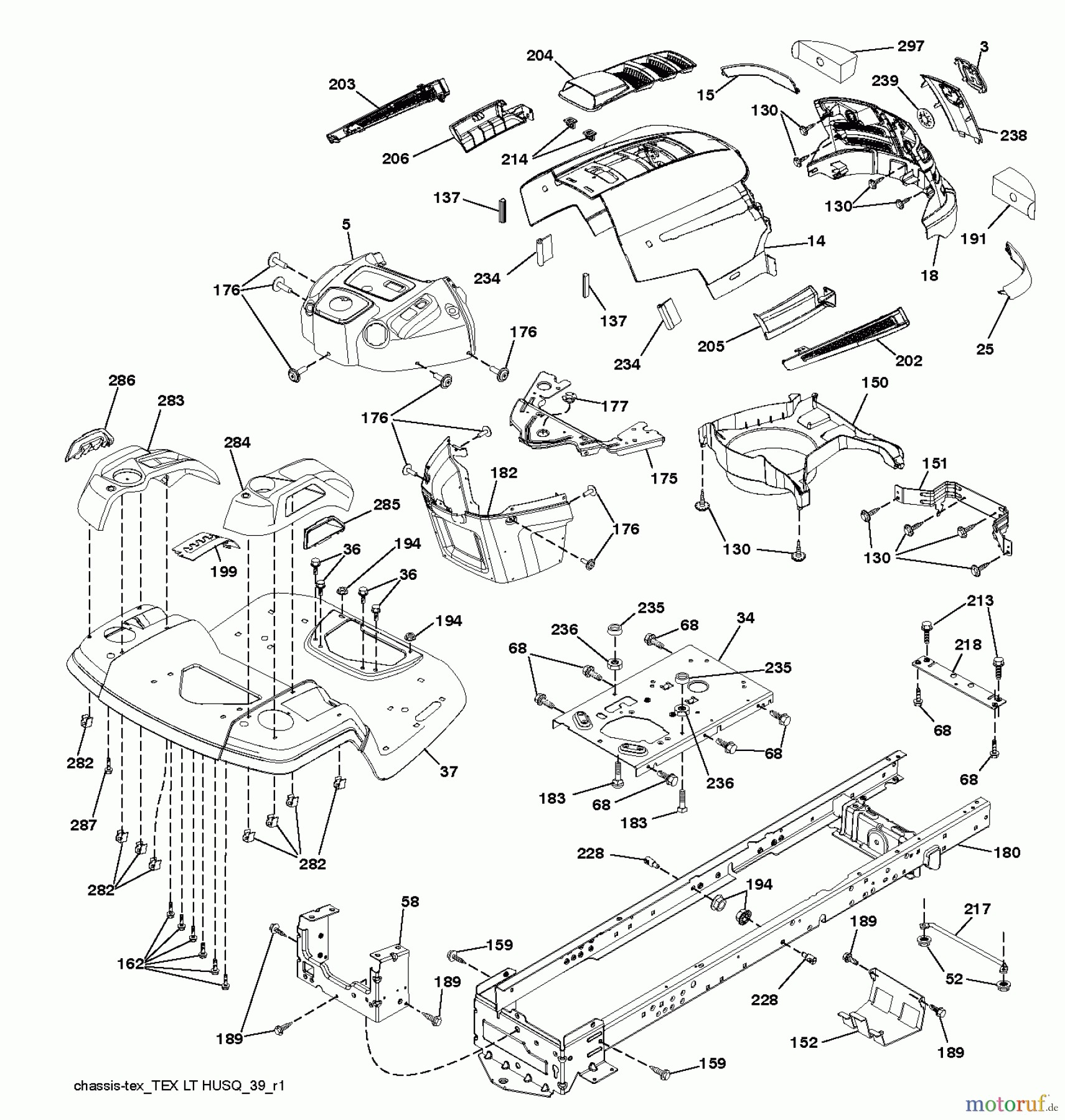 Husqvarna Rasen und Garten Traktoren LTH 152 (96041003007) - Husqvarna Lawn Tractor (2010-11 & After) CHASSIS ENCLOSURES