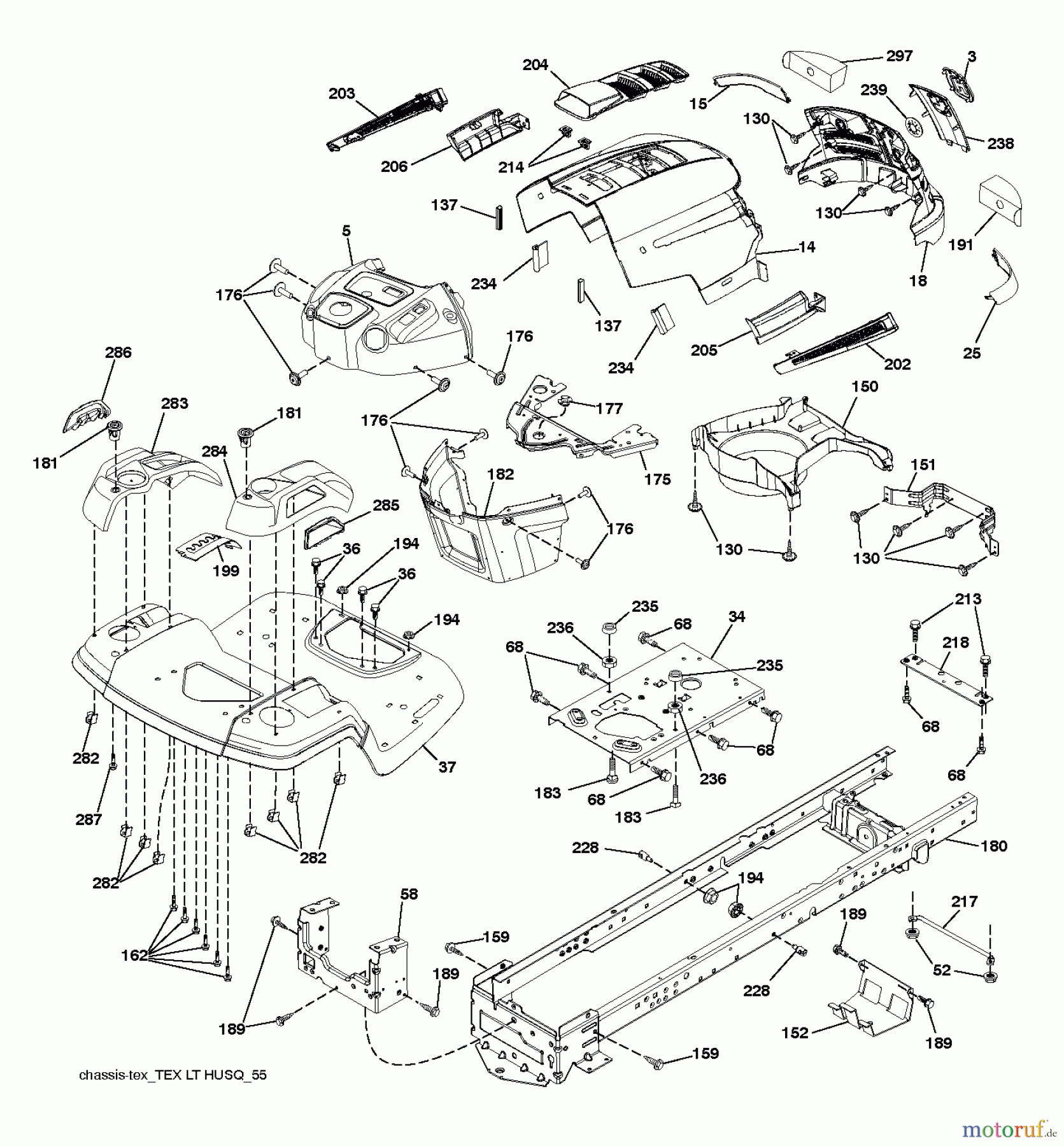 Husqvarna Rasen und Garten Traktoren LTH 152 (96041003009) - Husqvarna Lawn Tractor (2012-08 & After) CHASSIS ENCLOSURES