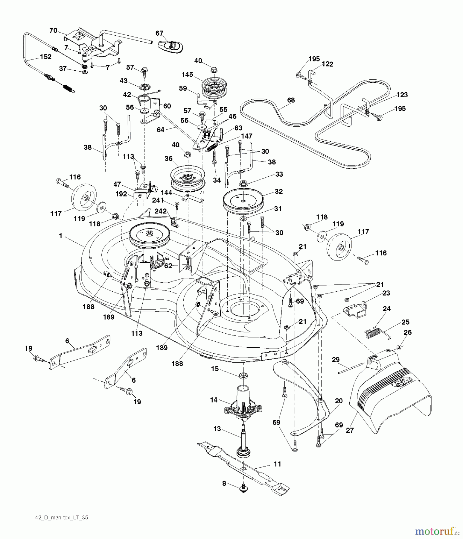 Husqvarna Rasen und Garten Traktoren LTH 152 (96041003009) - Husqvarna Lawn Tractor (2012-08 & After) MOWER DECK / CUTTING DECK