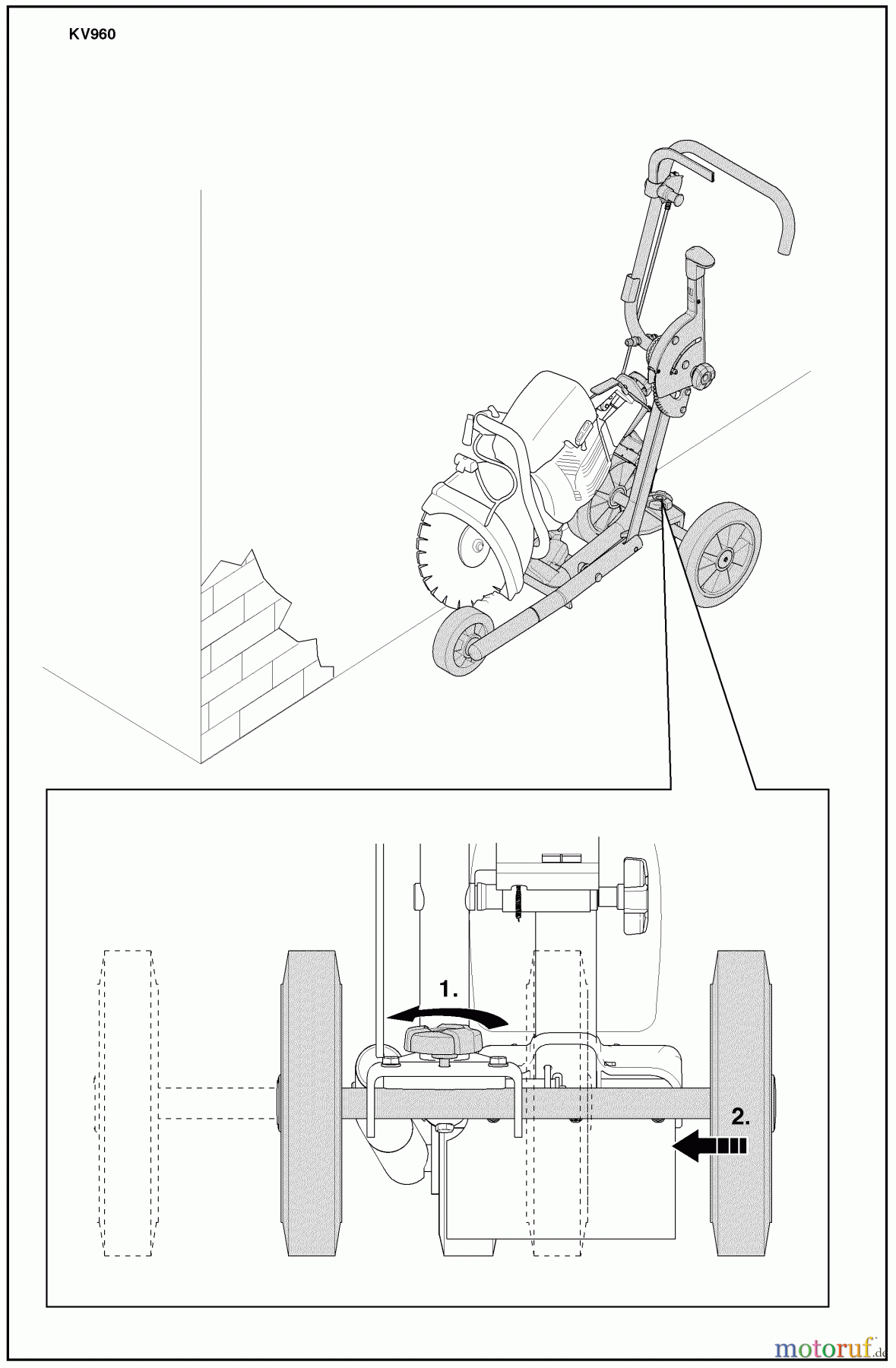 Husqvarna Zubehör, Sägen KV 960 - Husqvarna Trolley Cart (2008-01 to 2008-01) Wheel Adjustment