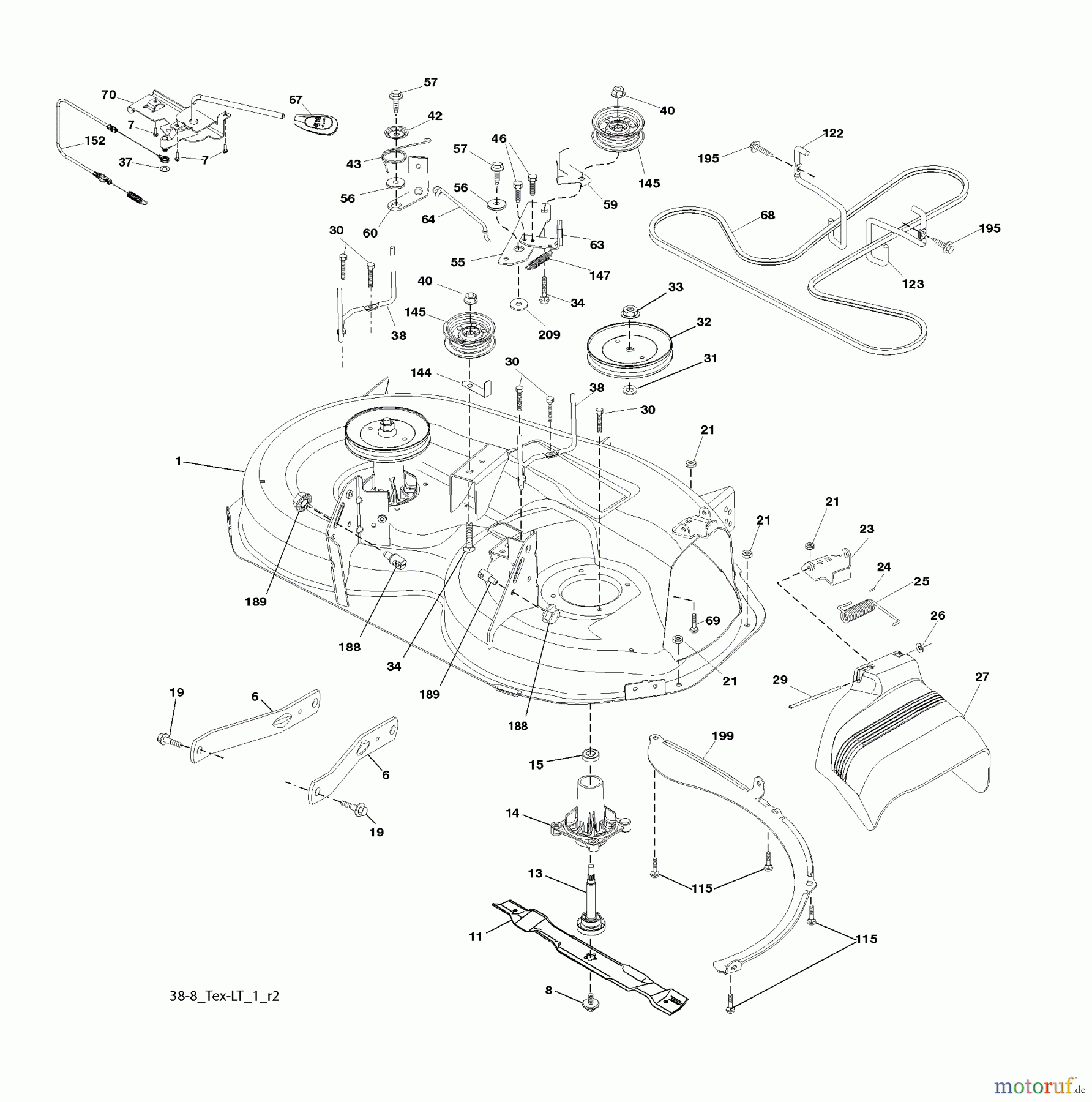 Husqvarna Rasen und Garten Traktoren LTH 1538 (96043003801) - Husqvarna Lawn Tractor (2007-08 & After) Mower Deck
