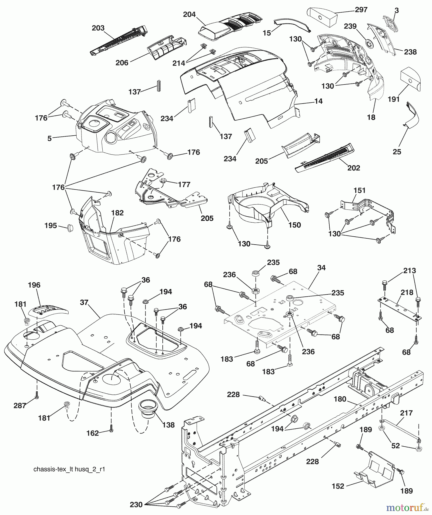 Husqvarna Rasen und Garten Traktoren LTH 1538 (96043003802) - Husqvarna Lawn Tractor (2008-04 & After) Chassis