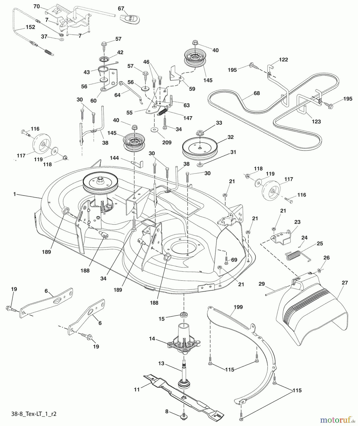 Husqvarna Rasen und Garten Traktoren LTH 1538 (96043003802) - Husqvarna Lawn Tractor (2008-04 & After) Mower Deck