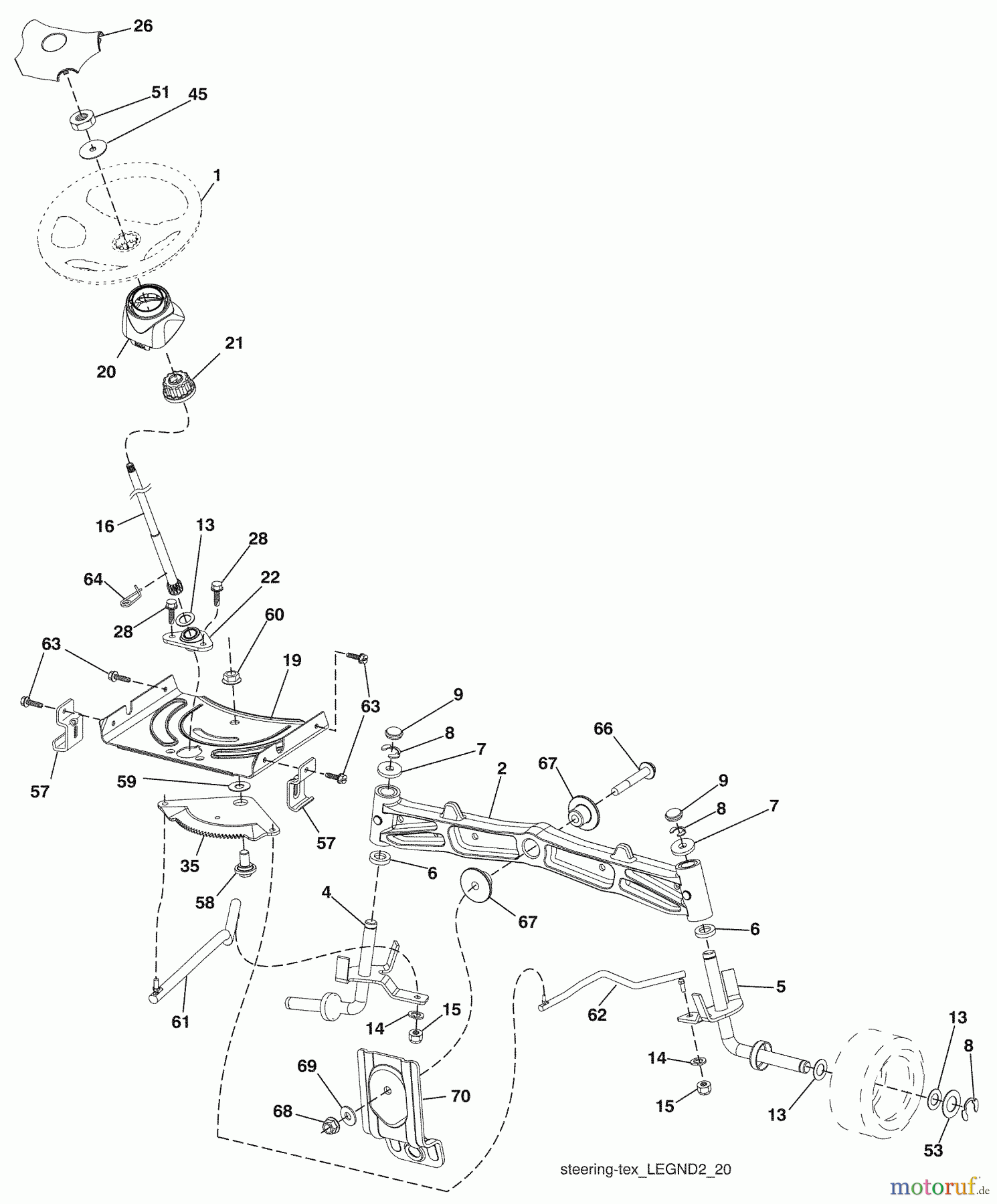 Husqvarna Rasen und Garten Traktoren LTH 1538 (96043003802) - Husqvarna Lawn Tractor (2008-04 & After) Steering Assembly
