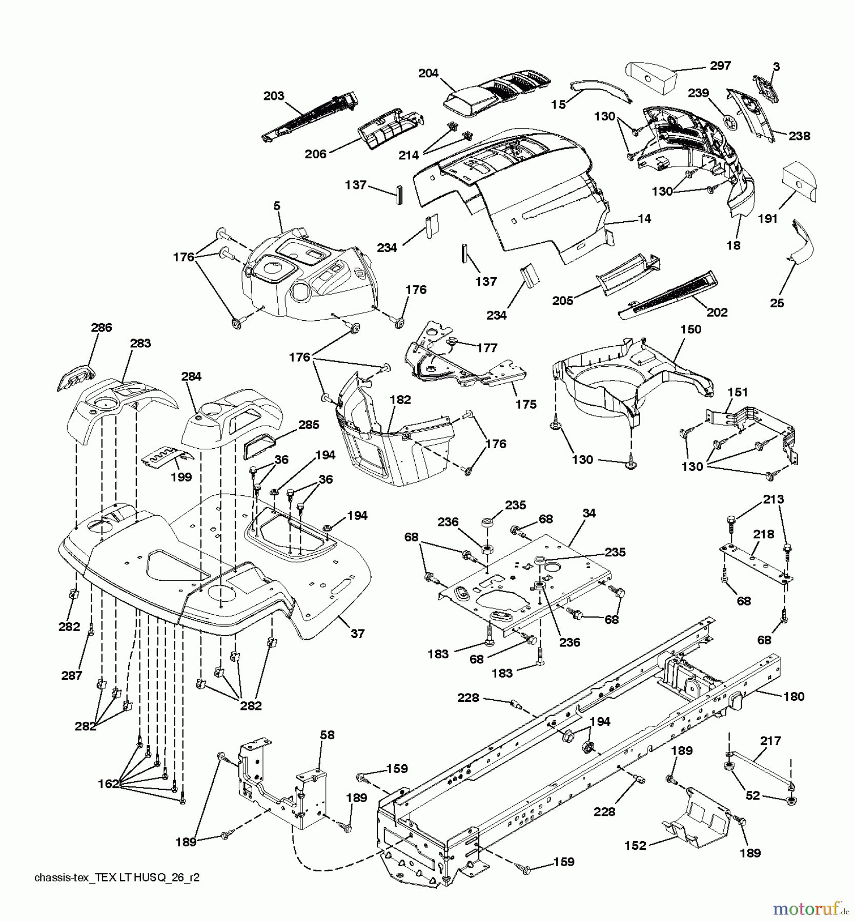 Husqvarna Rasen und Garten Traktoren LTH 154 (96041024200) - Husqvarna Lawn Tractor (2012-01 & After) CHASSIS ENCLOSURES