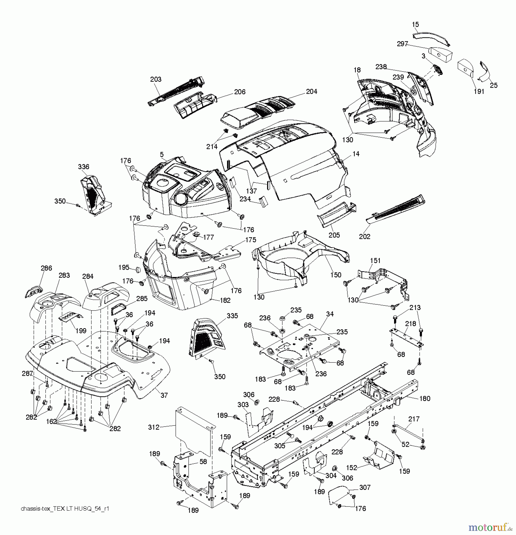 Husqvarna Rasen und Garten Traktoren LTH 154 (96041024300) - Husqvarna Lawn Tractor (2012-01 & After) CHASSIS ENCLOSURES