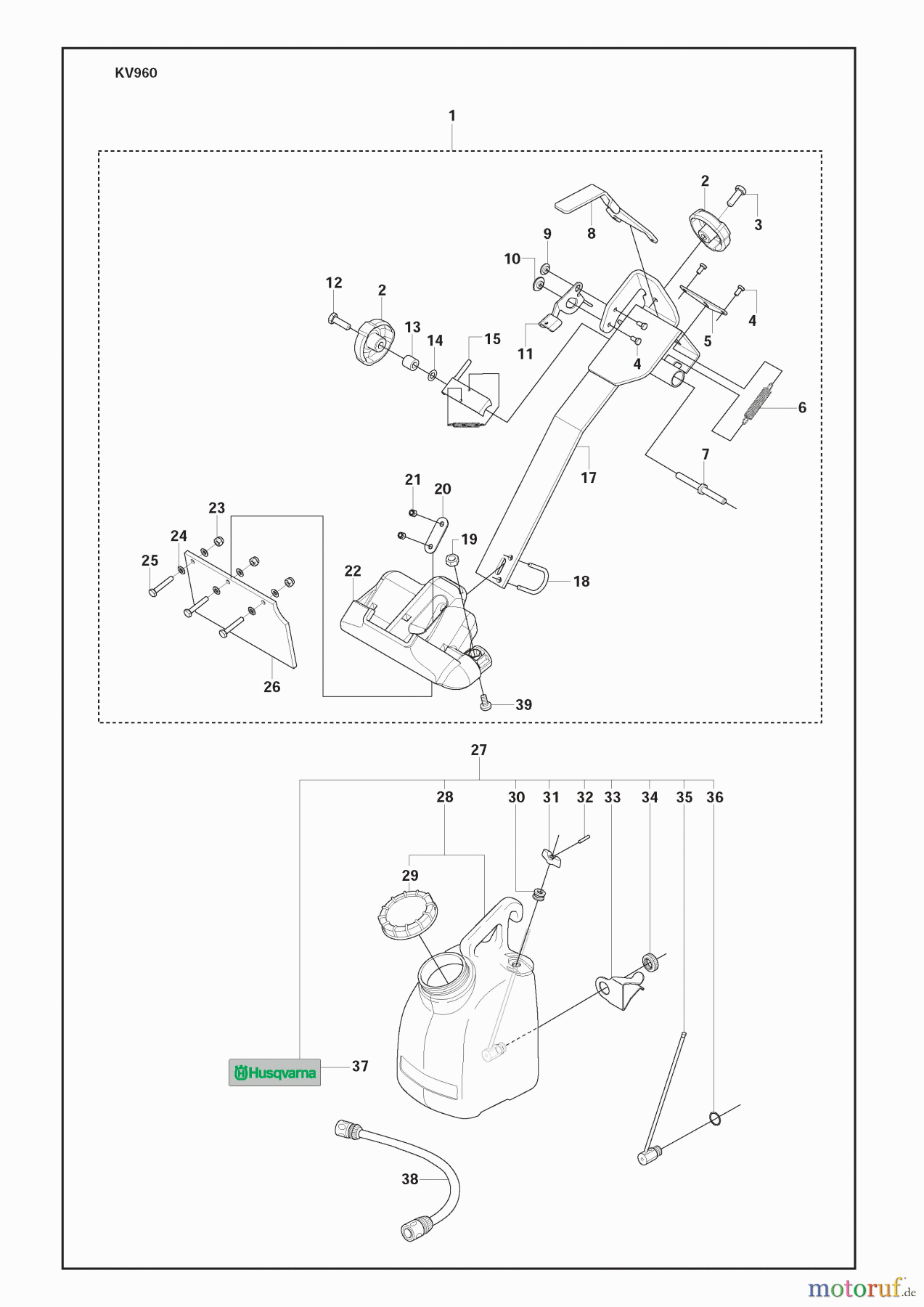 Husqvarna Zubehör, Sägen KV 960 - Husqvarna Trolley Cart (2008-02 & After) Holder Assy And Water Tank Assy