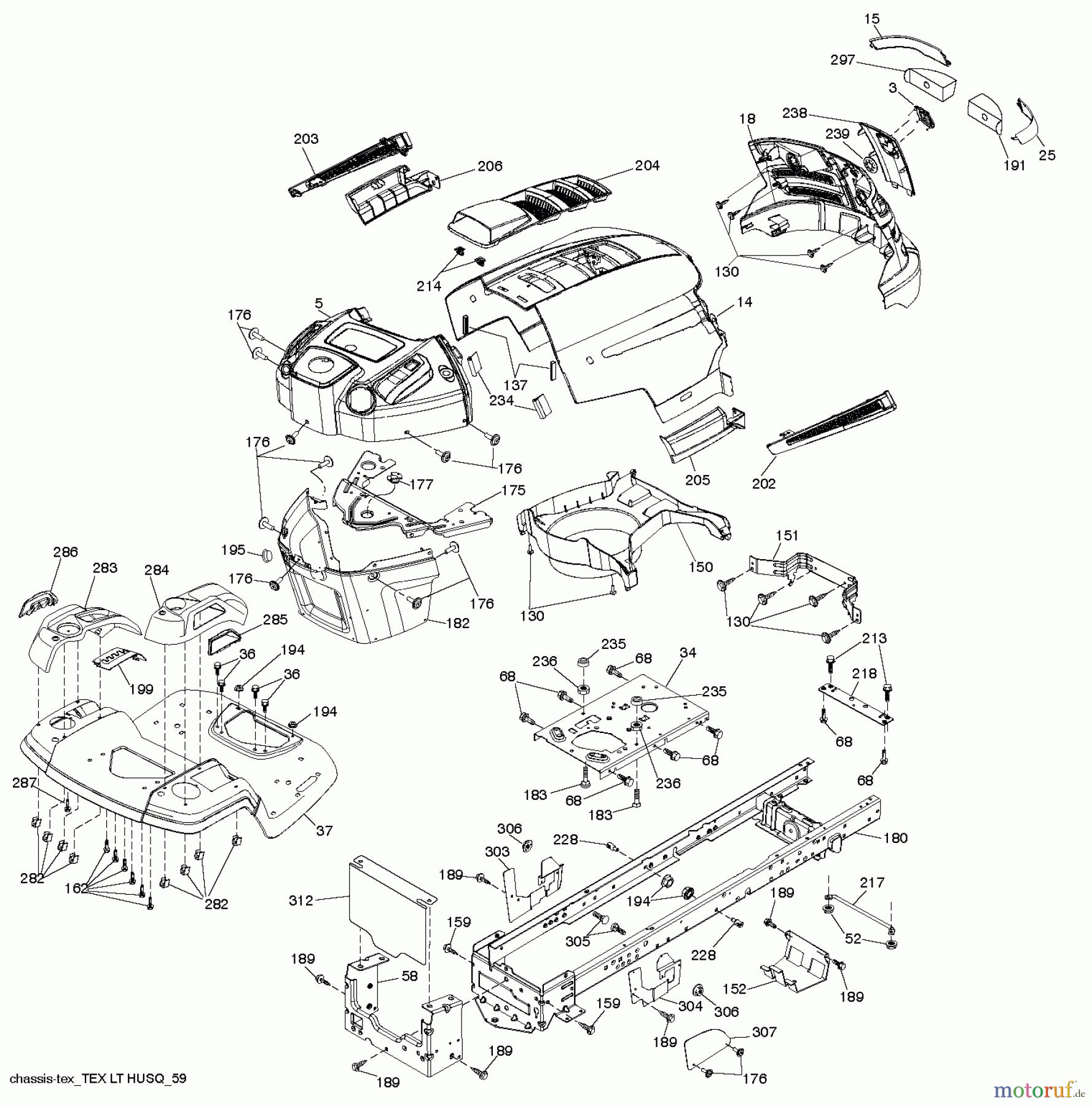 Husqvarna Rasen und Garten Traktoren LTH 154 (96041024301) - Husqvarna Lawn Tractor (2012-07 & After) CHASSIS ENCLOSURES