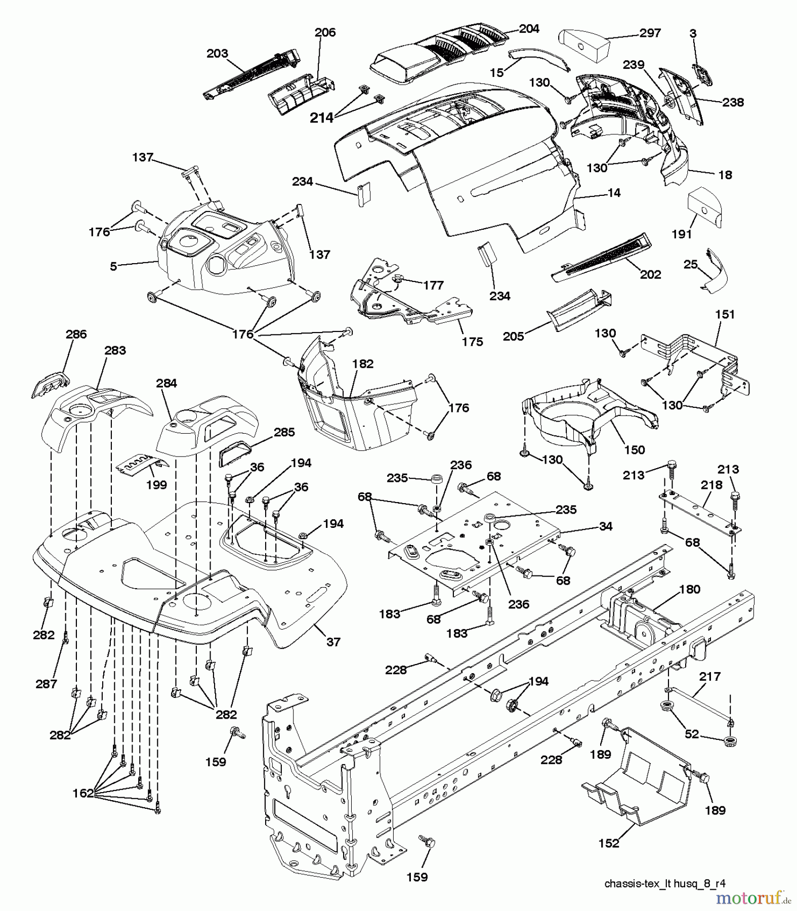 Husqvarna Rasen und Garten Traktoren LTH 174 (96041024401) - Husqvarna Lawn Tractor (2012-08 & After) CHASSIS ENCLOSURES
