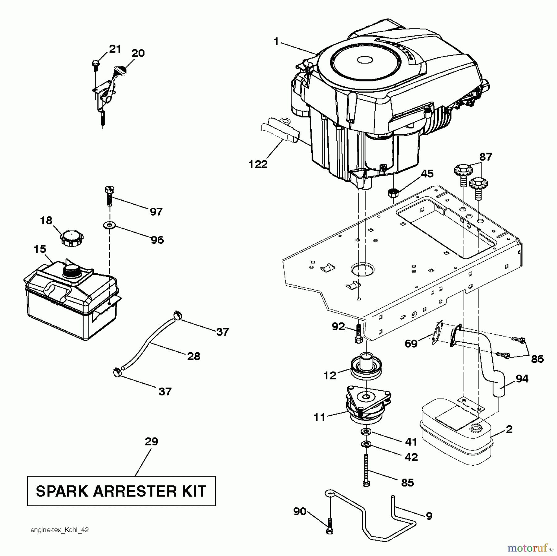 Husqvarna Rasen und Garten Traktoren LTH 174 (96041024400) - Husqvarna Lawn Tractor (2011-12 & After) ENGINE