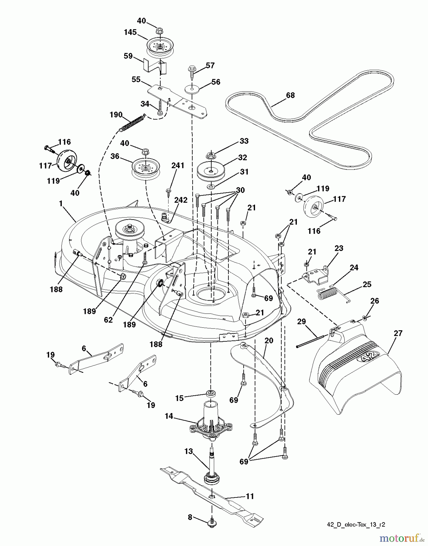 Husqvarna Rasen und Garten Traktoren LTH 174 (96041024401) - Husqvarna Lawn Tractor (2012-08 & After) MOWER DECK / CUTTING DECK
