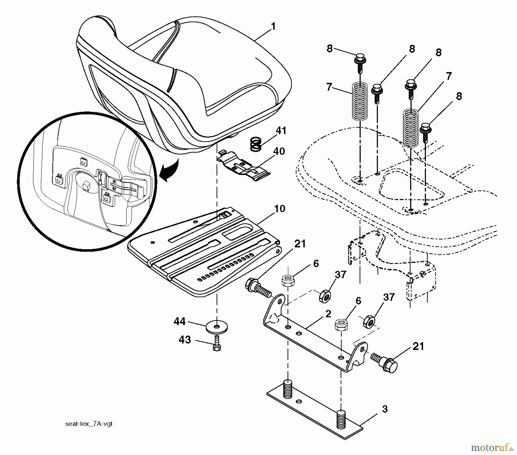 Husqvarna Rasen und Garten Traktoren LTH 174 (96041024401) - Husqvarna Lawn Tractor (2012-08 & After) SEAT