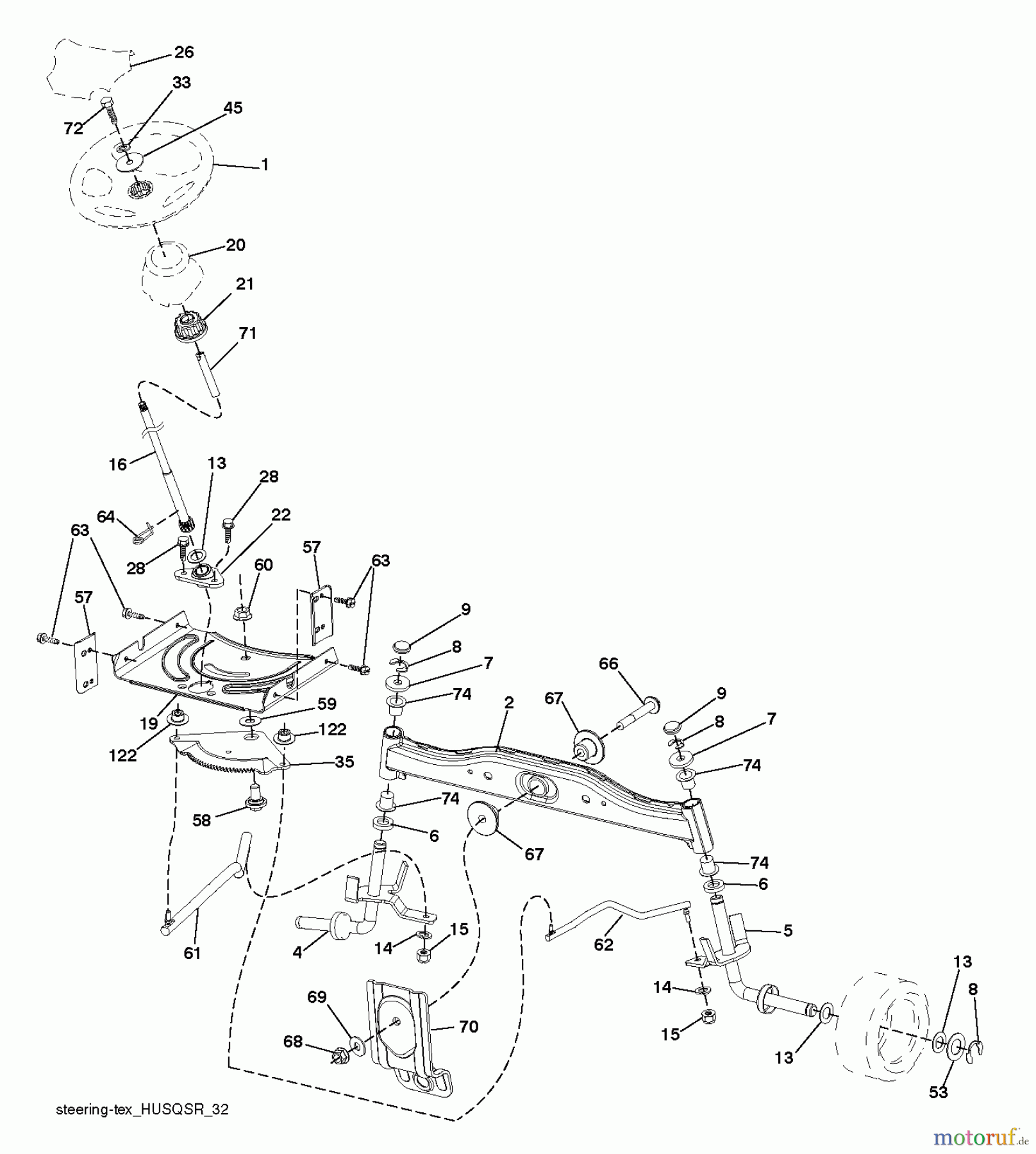 Husqvarna Rasen und Garten Traktoren LTH 174 (96041024401) - Husqvarna Lawn Tractor (2012-08 & After) STEERING