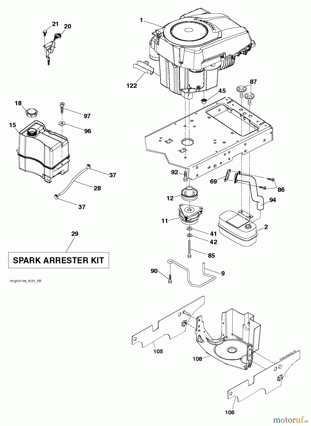 Husqvarna Rasen und Garten Traktoren LTH 174 (96041024500) - Husqvarna Lawn Tractor (2011-12 & After) ENGINE