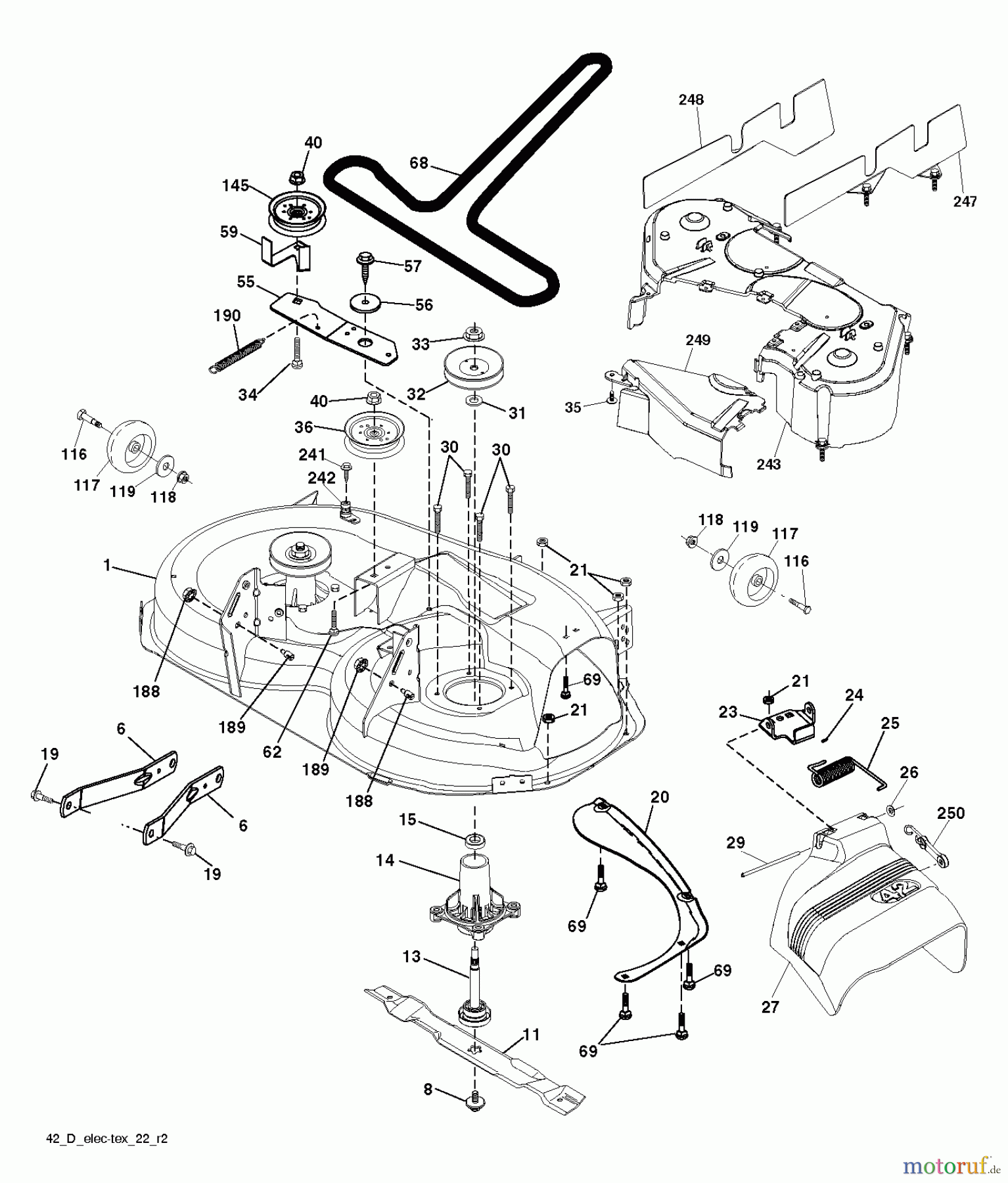 Husqvarna Rasen und Garten Traktoren LTH 174 (96041024500) - Husqvarna Lawn Tractor (2011-12 & After) MOWER DECK / CUTTING DECK