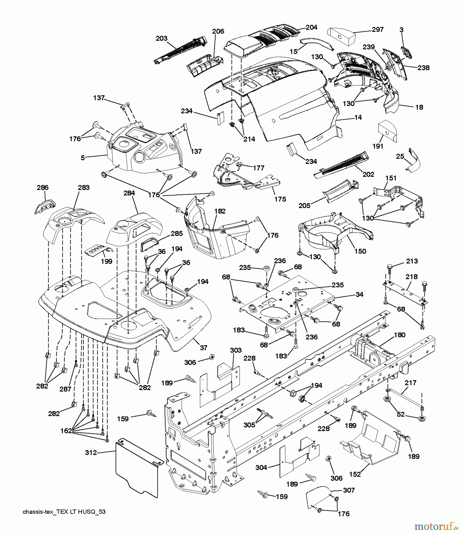 Husqvarna Rasen und Garten Traktoren LTH 174 (96041024501) - Husqvarna Lawn Tractor (2012-05 & After) CHASSIS ENCLOSURES