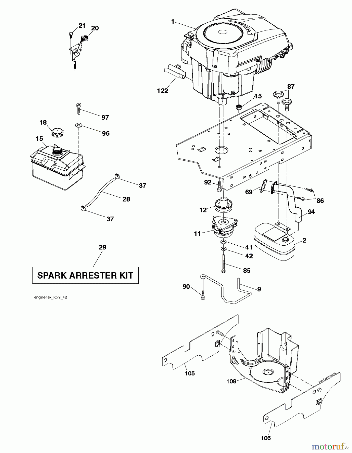 Husqvarna Rasen und Garten Traktoren LTH 174 (96041024501) - Husqvarna Lawn Tractor (2012-05 & After) ENGINE