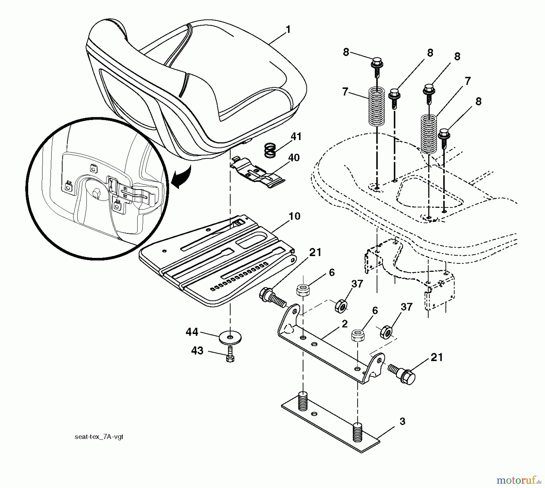 Husqvarna Rasen und Garten Traktoren LTH 174 (96041024500) - Husqvarna Lawn Tractor (2011-12 & After) SEAT