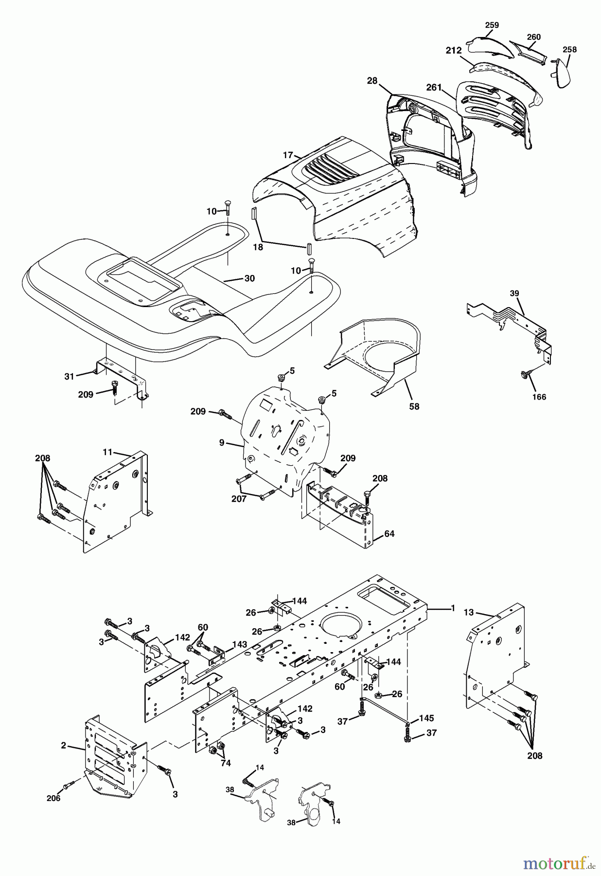 Husqvarna Rasen und Garten Traktoren LTH 1742A (954570376) - Husqvarna Lawn Tractor (2002-11 & After) Chassis And Enclosures