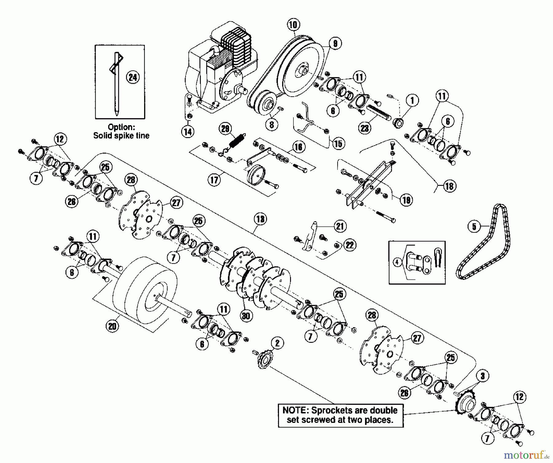 Husqvarna Belüfter / Vertikutierer / Rechen AR 19 - Husqvarna Aerator (2000-12 to 2003-07) Power Train / Tine Rotor