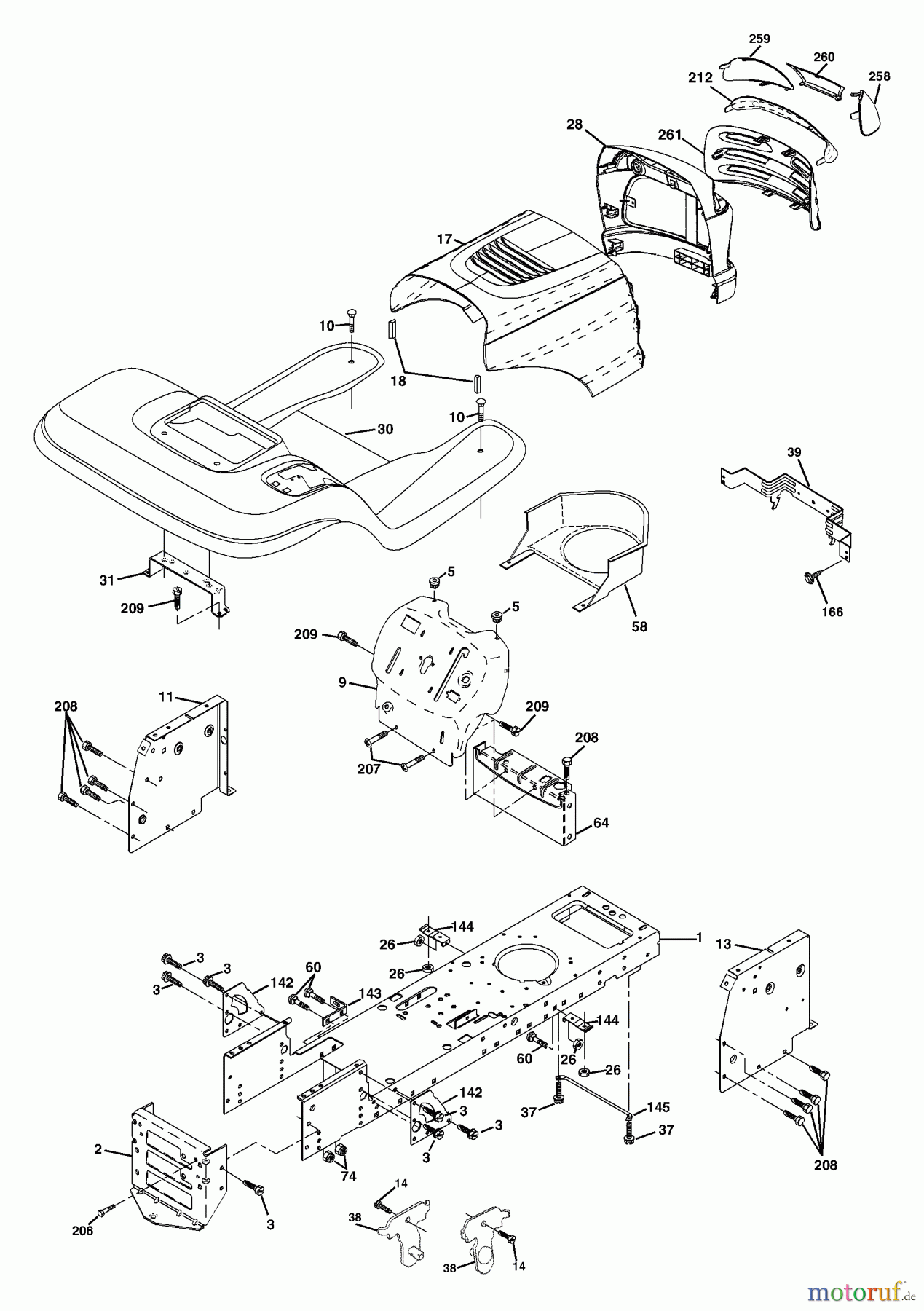Husqvarna Rasen und Garten Traktoren LTH 1742B (954570376) - Husqvarna Lawn Tractor (2002-12 & After) Chassis And Enclosures