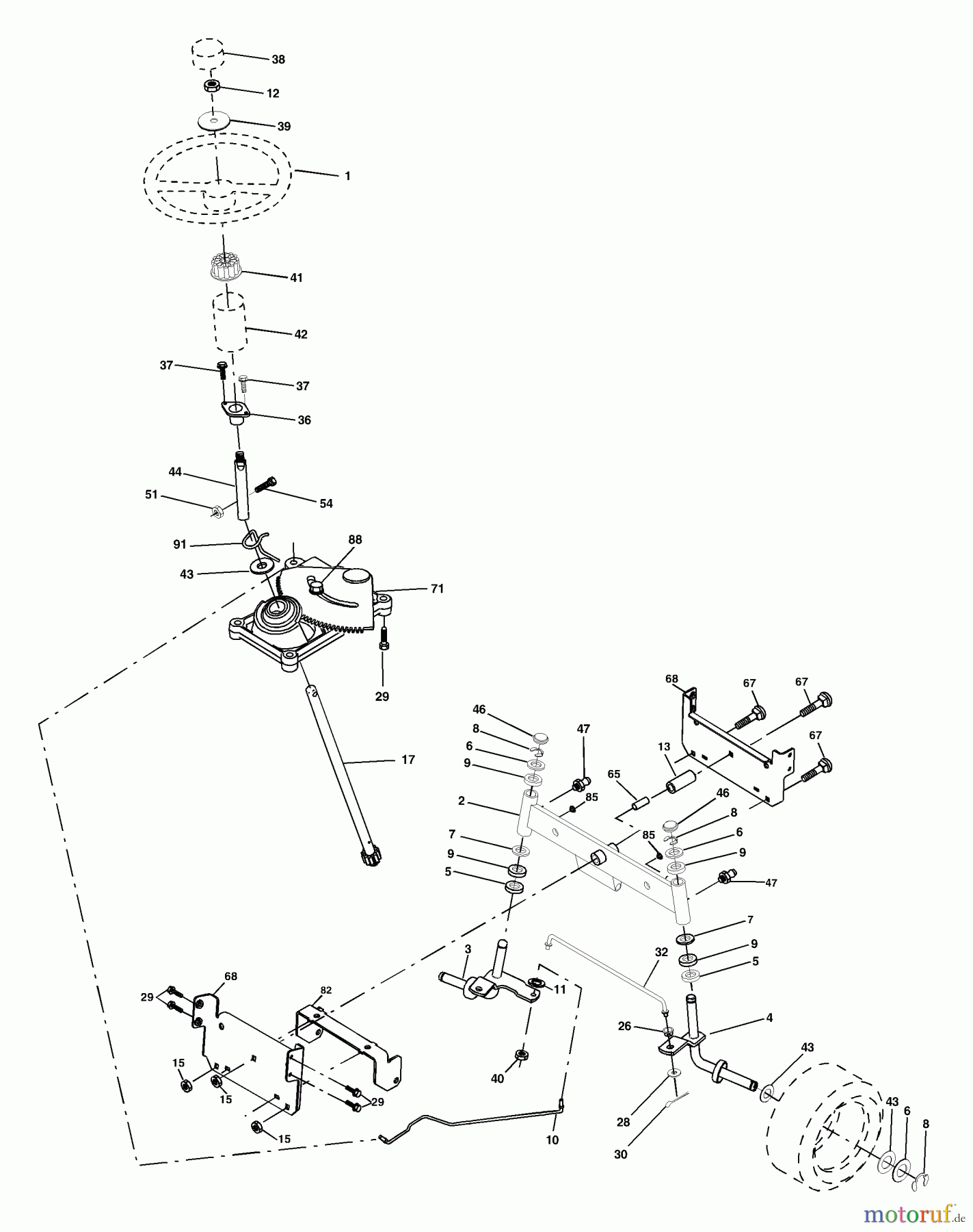 Husqvarna Rasen und Garten Traktoren LTH 1742D (954570376) - Husqvarna Lawn Tractor (2003-05 & After) Steering Assembly