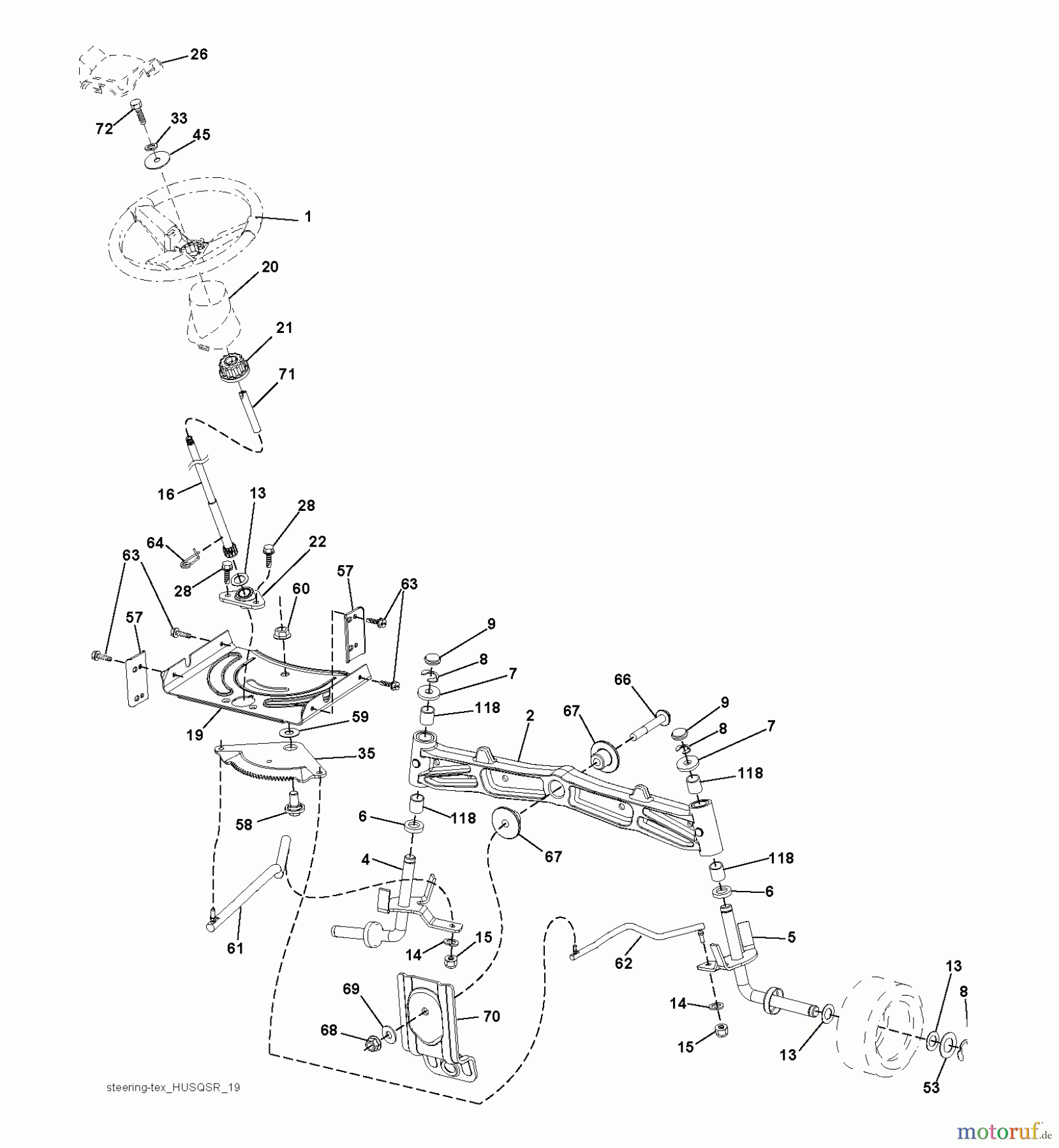 Husqvarna Rasen und Garten Traktoren LTH 1842 (96041005207) - Husqvarna Lawn Tractor (2011-04 & After) STEERING