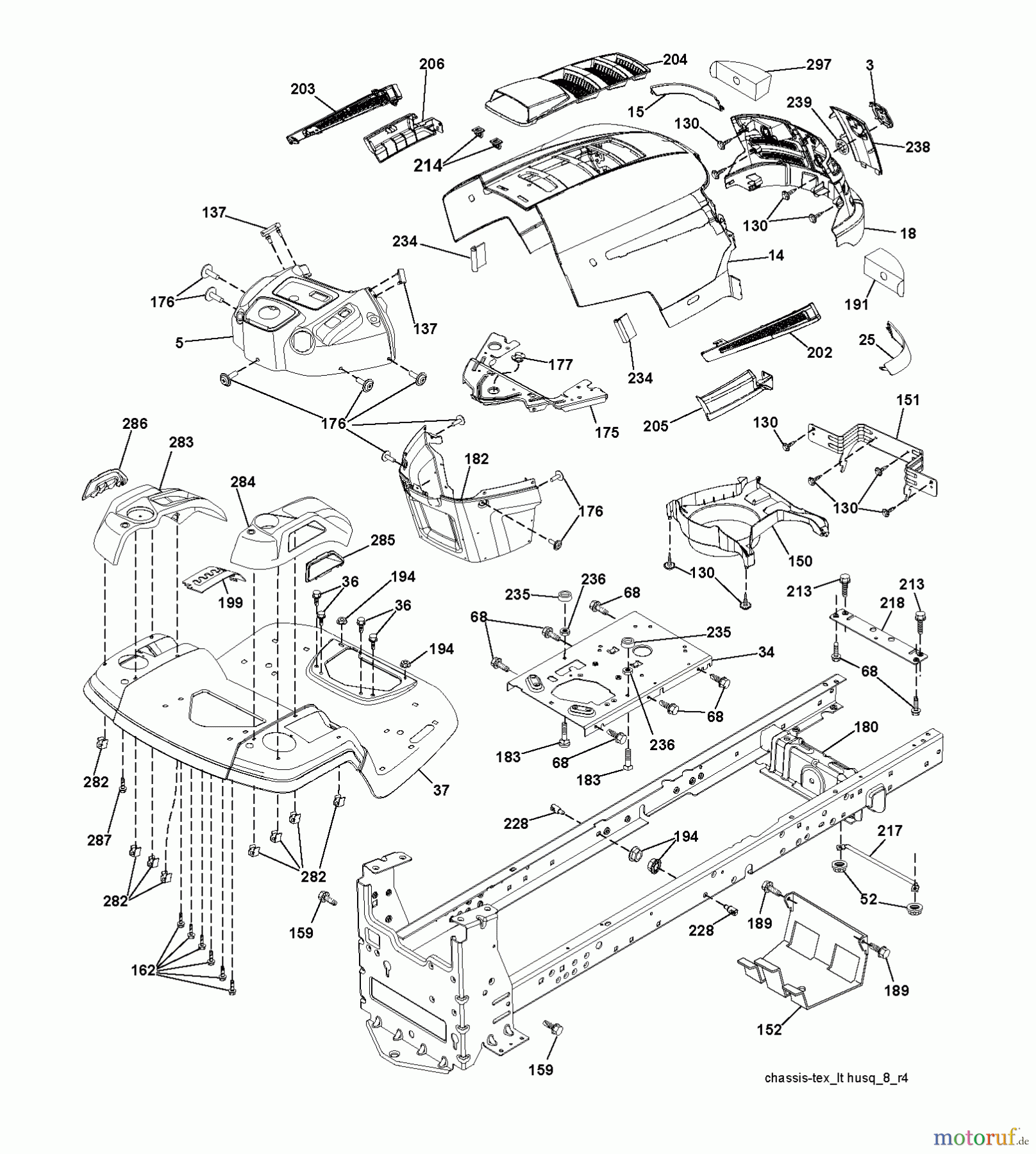 Husqvarna Rasen und Garten Traktoren LTH 1842 (96041005208) - Husqvarna Lawn Tractor (2012-11 & After) CHASSIS ENCLOSURES