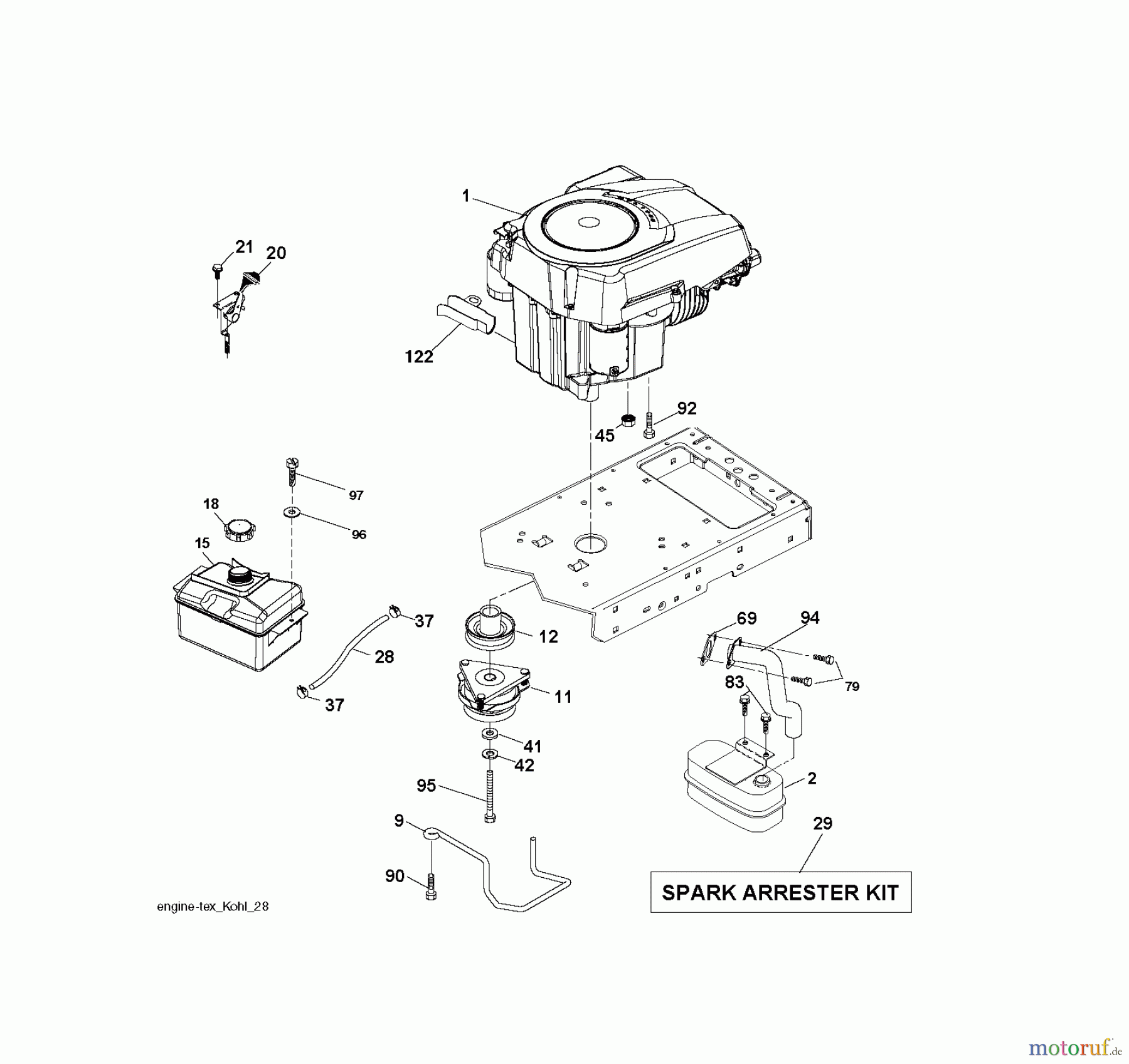 Husqvarna Rasen und Garten Traktoren LTH 1842 (96041005207) - Husqvarna Lawn Tractor (2011-04 & After) ENGINE
