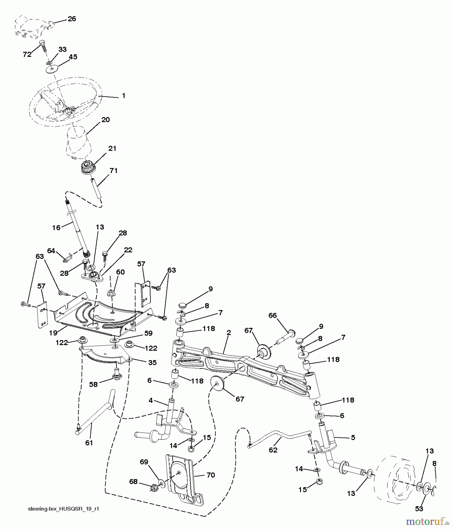 Husqvarna Rasen und Garten Traktoren LTH 1842 (96041005208) - Husqvarna Lawn Tractor (2012-11 & After) STEERING