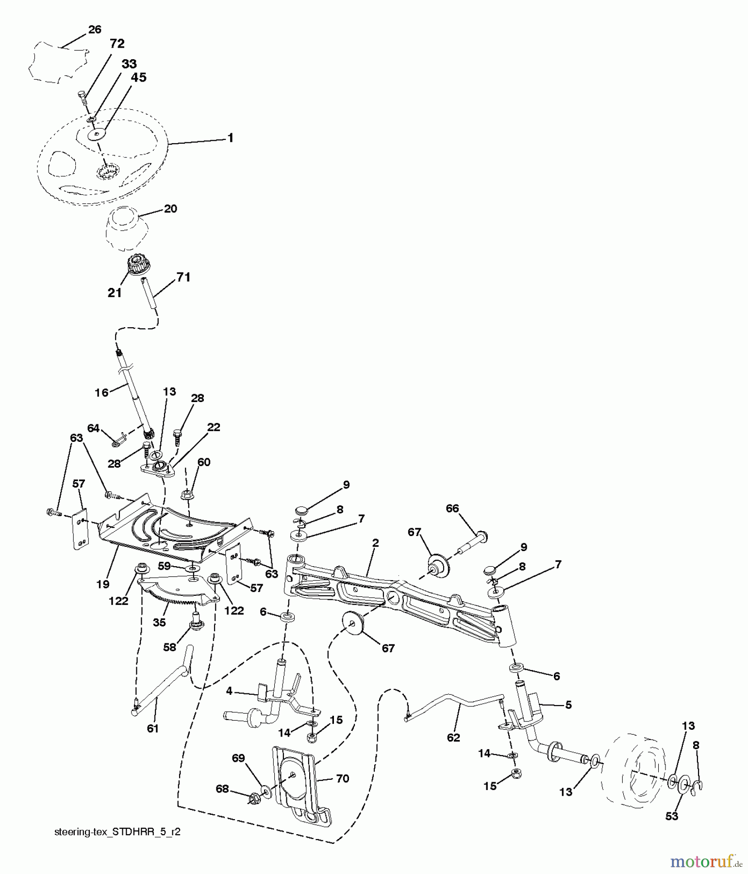 Husqvarna Rasen und Garten Traktoren LTH 18538 (250170) - Husqvarna Lawn Tractor (2012-01 & After) STEERING