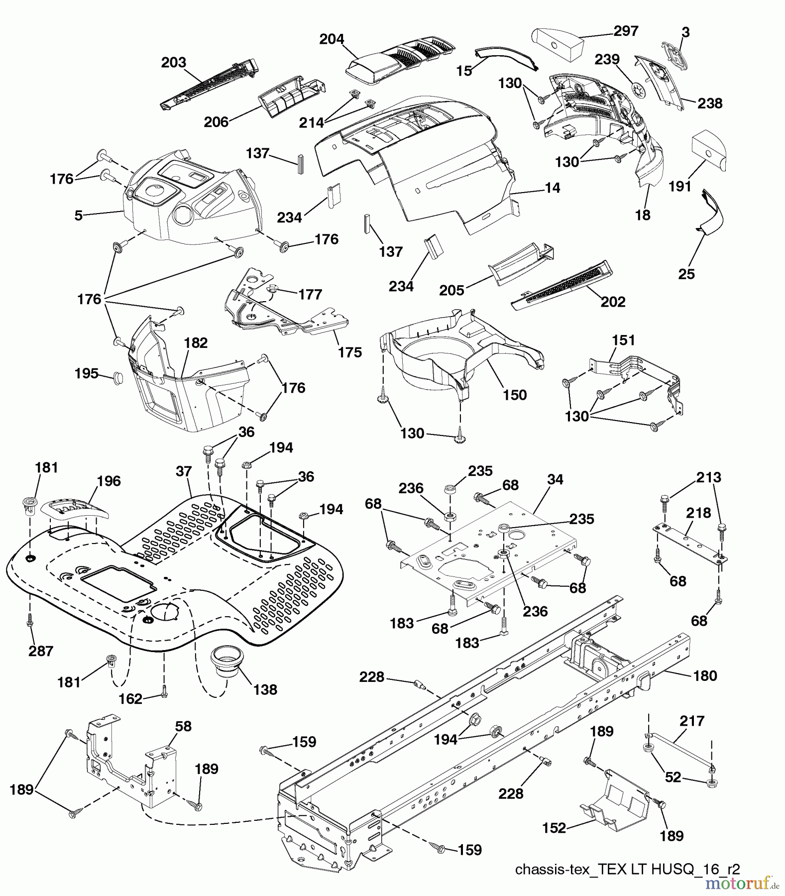 Husqvarna Rasen und Garten Traktoren LTH 18538 (917.289600) - Husqvarna Lawn Tractor (SEARS) (2010-05 & After) (Sears Craftsman) Chassis