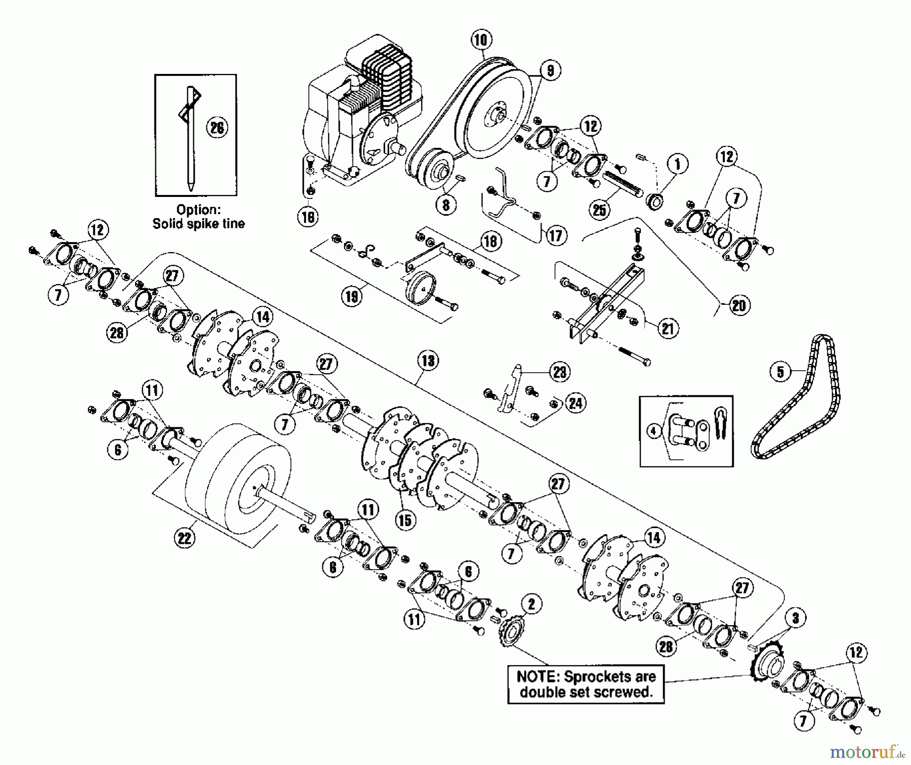 Husqvarna Belüfter / Vertikutierer / Rechen AR 25 - Husqvarna Aerator (2000-12 to 2003-07) Power Train / Tine Rotor