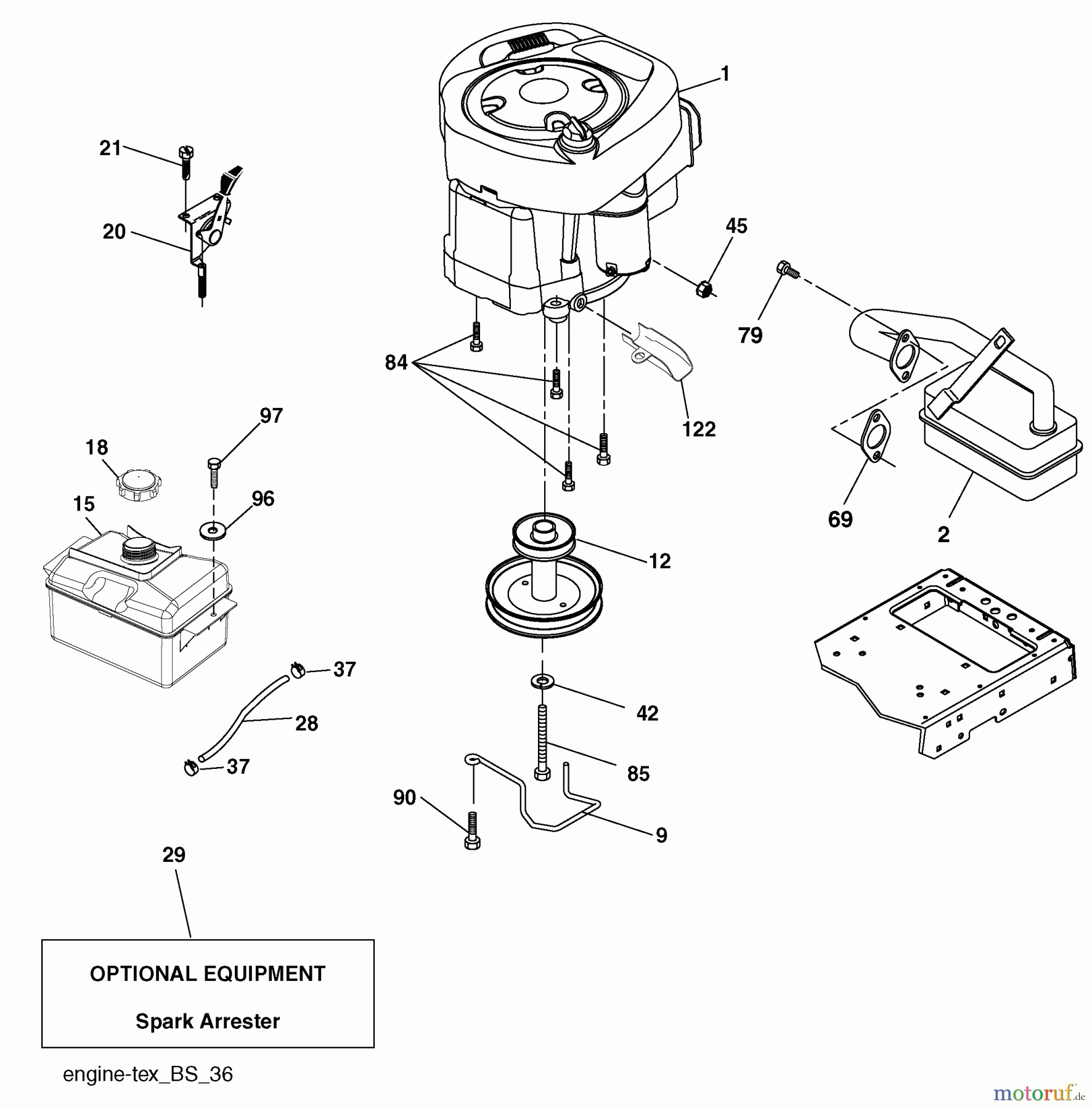 Husqvarna Rasen und Garten Traktoren LTH 18538 (96043010400) - Husqvarna Lawn Tractor (2010-01 & After) Engine