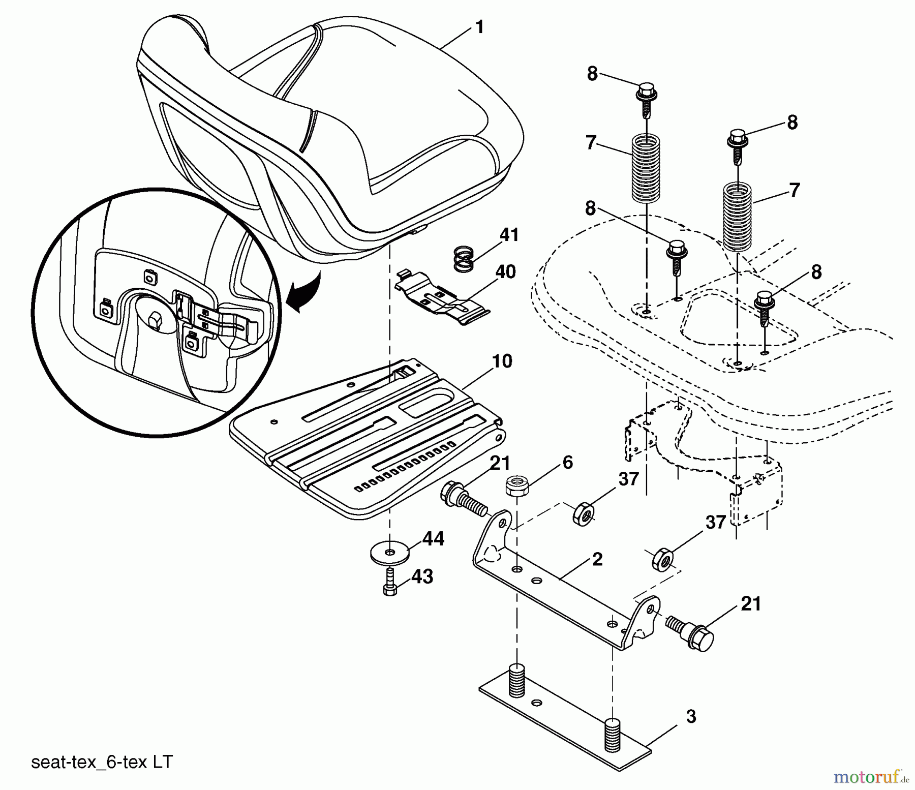 Husqvarna Rasen und Garten Traktoren LTH 18538 (96043010400) - Husqvarna Lawn Tractor (2010-01 & After) Seat Assembly