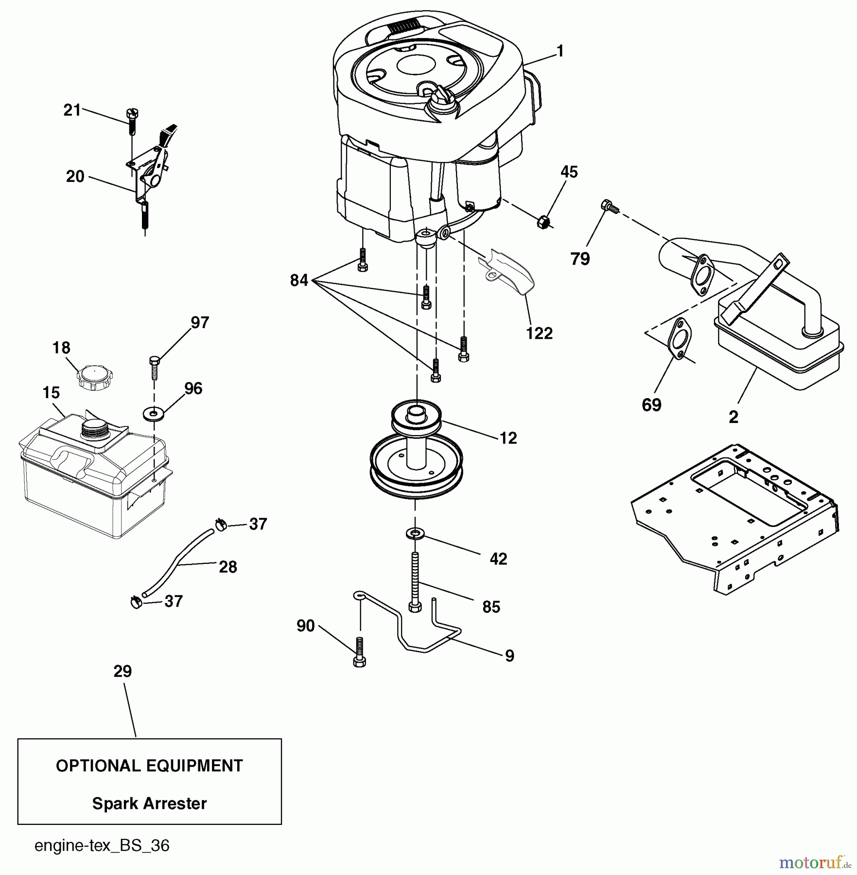 Husqvarna Rasen und Garten Traktoren LTH 18538 (96043010500) - Husqvarna Lawn Tractor (2010-04 & After) Engine